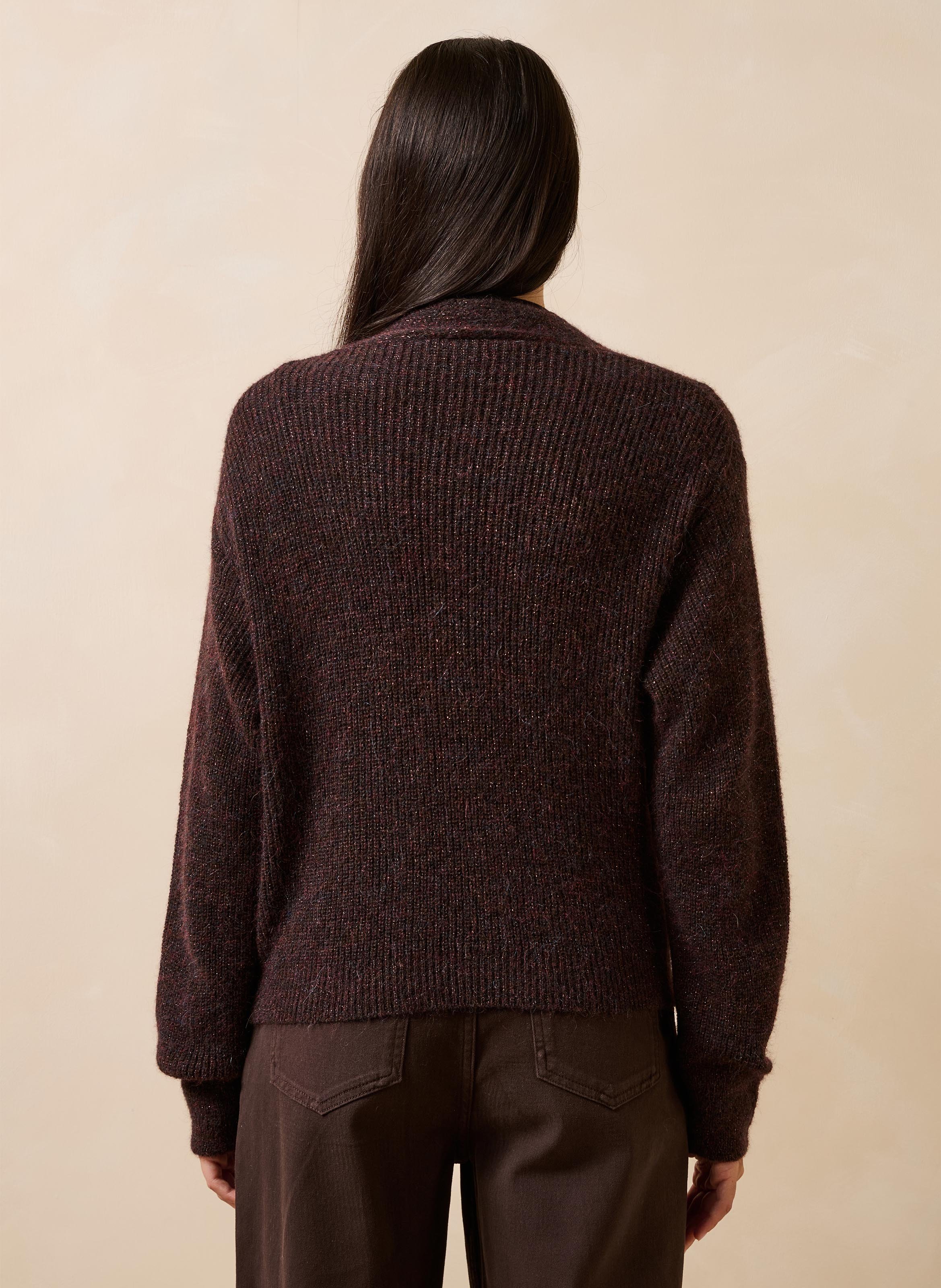 Gilet encolure V LA FEE MARABOUTEE Marron