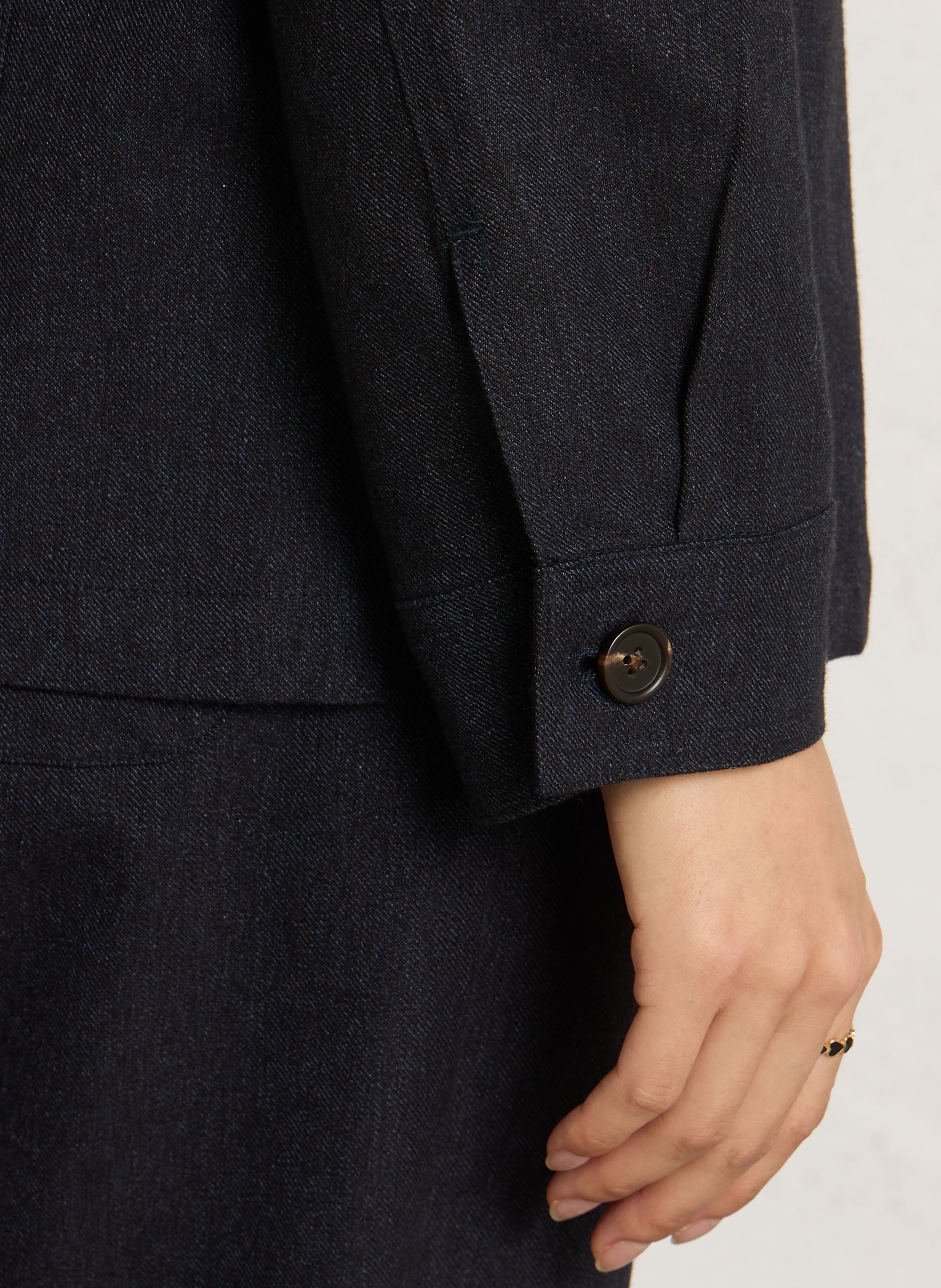Ribbed collar denim jacket in cotton blend NICE THINGS Blue