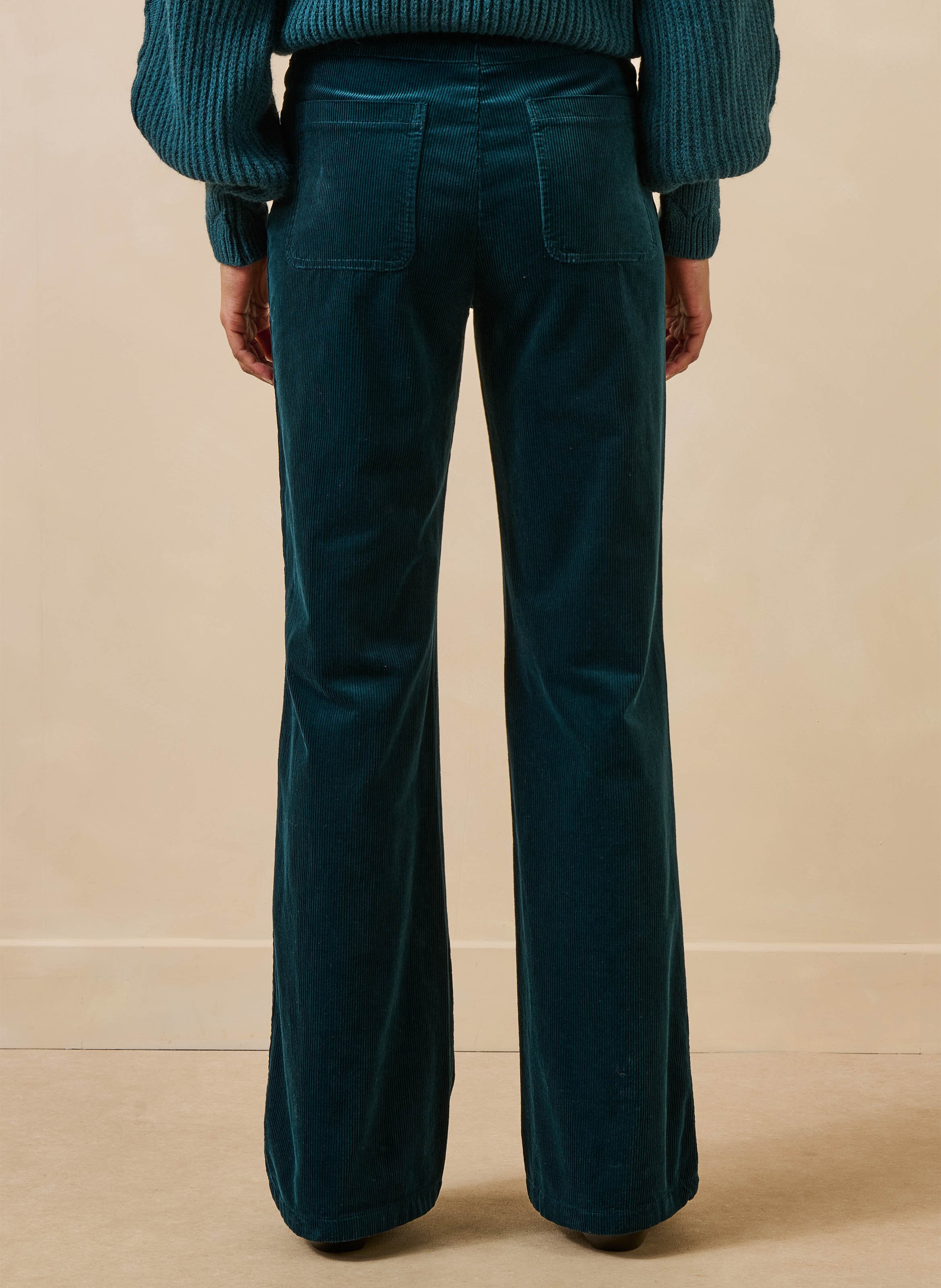 Weites Cord-Samt-Hose aus Baumwollmischung LA FEE MARABOUTEE Blau