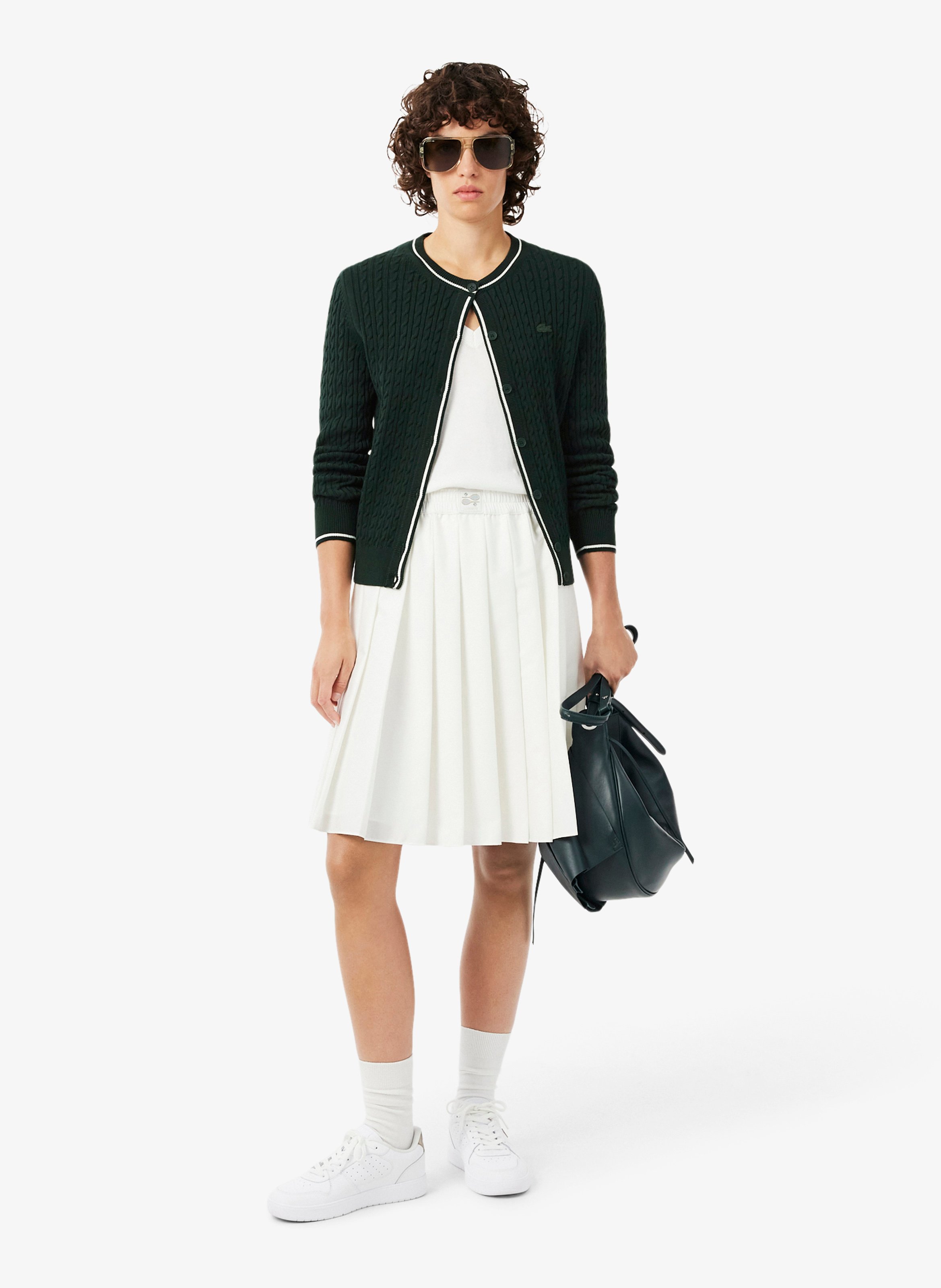 Straight cardigan in blended cotton LACOSTE Green