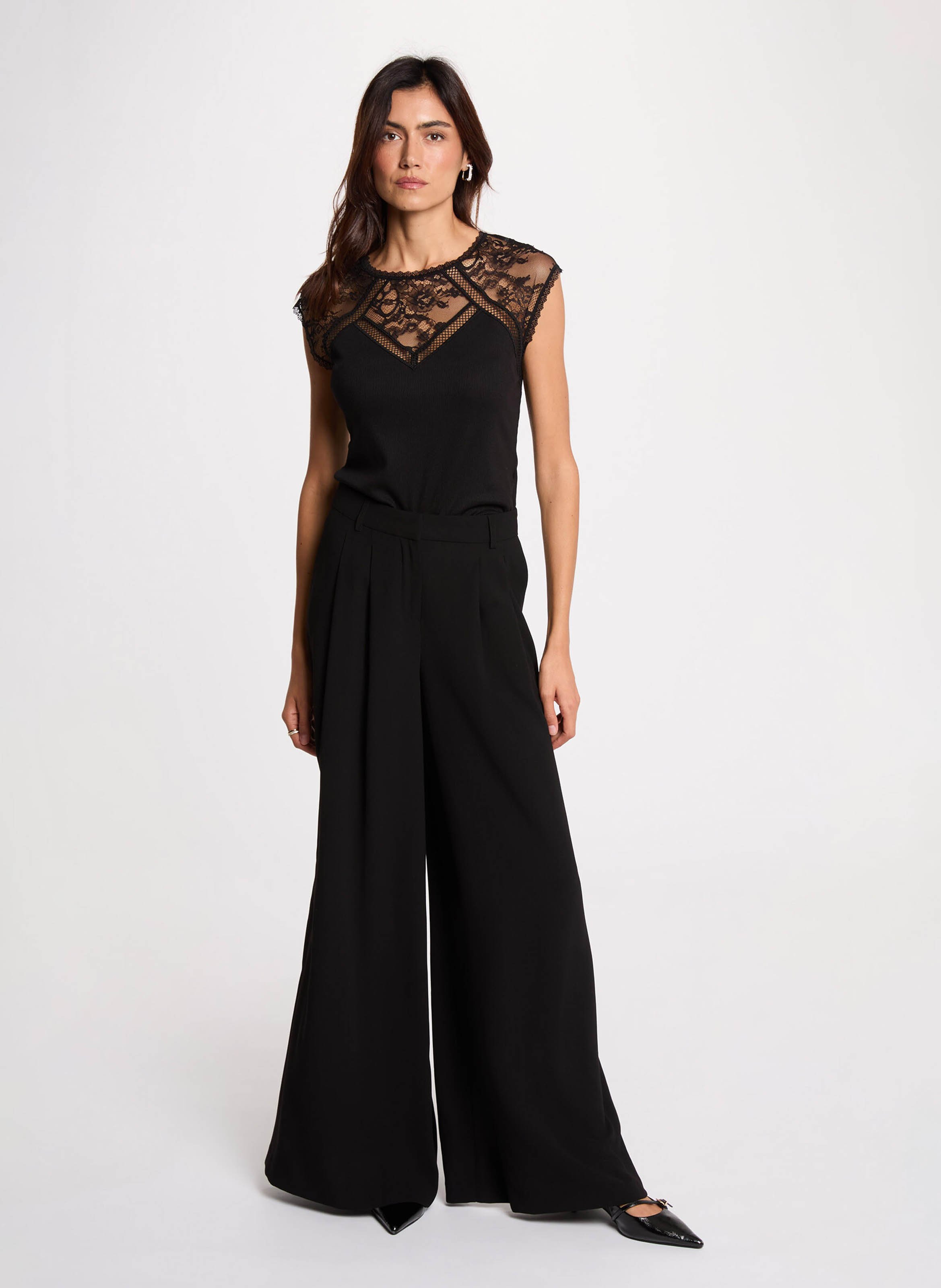 Ribbed straight tank top MORGAN Black