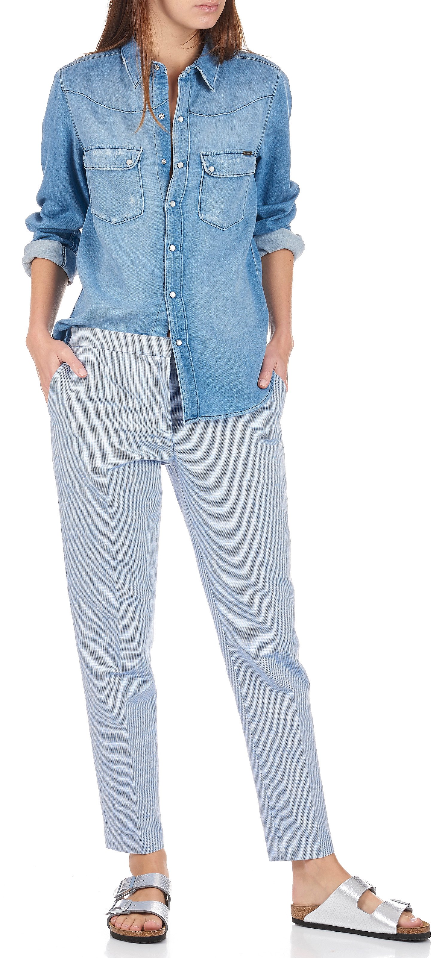 Pantalon droit tissé en coton ATTIC AND BARN Bleu