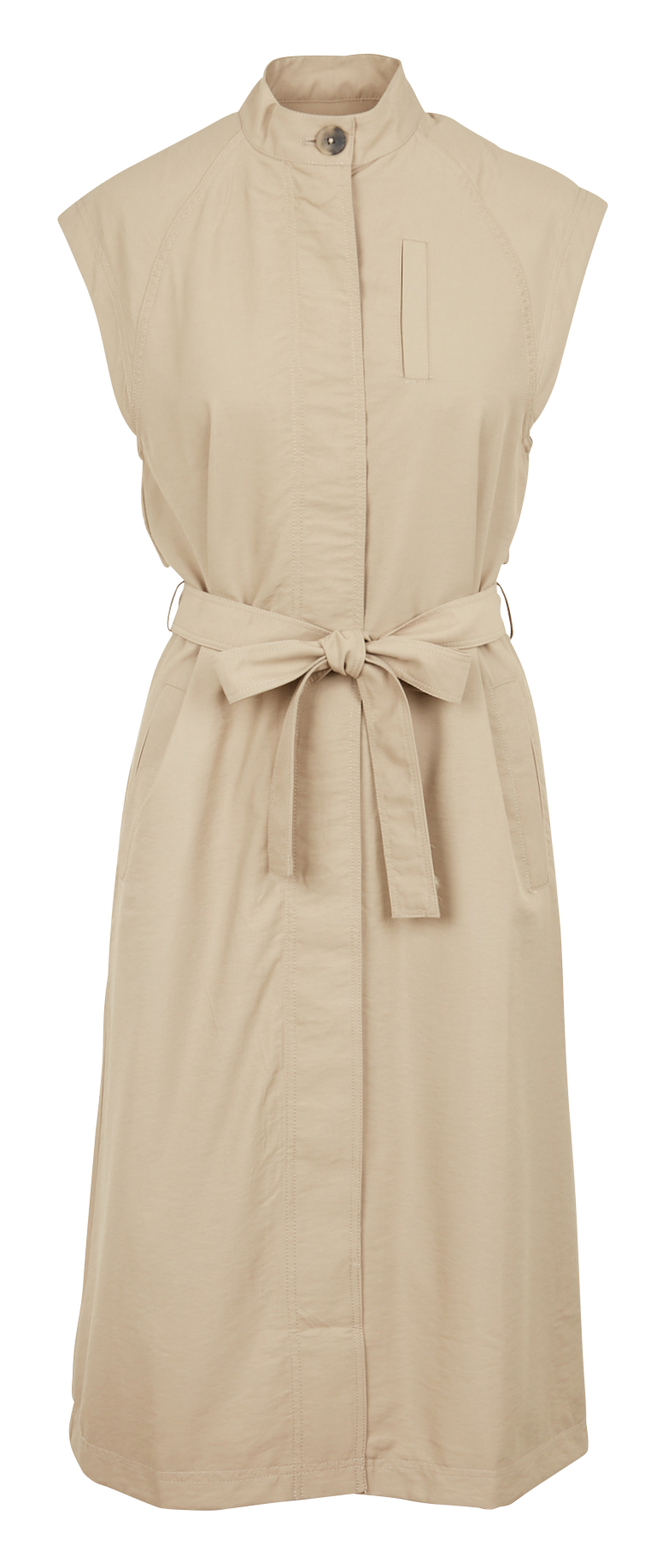 Straight high-neck midi dress MOSS COPENHAGEN Beige