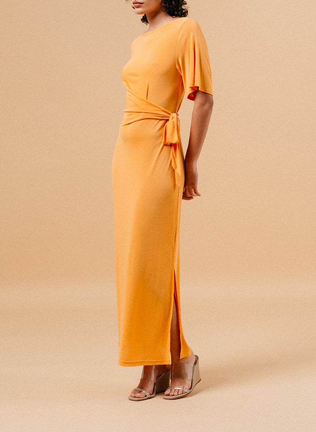 Long straight dress with round collar GRACE ET MILA Yellow