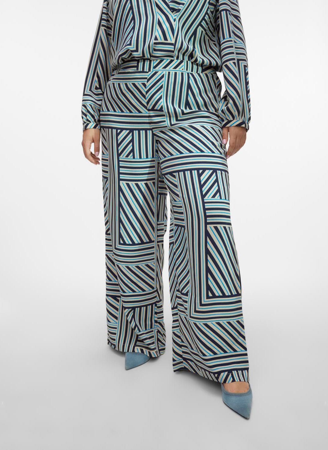 Pantalon taille haute imprimé VERO MODA CURVE Multicolore