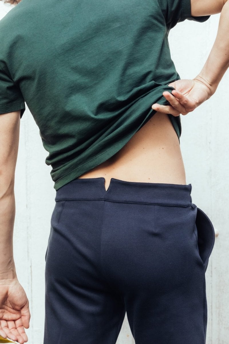 Jogging pants with flat back waistband and elastic front APNEE Blue