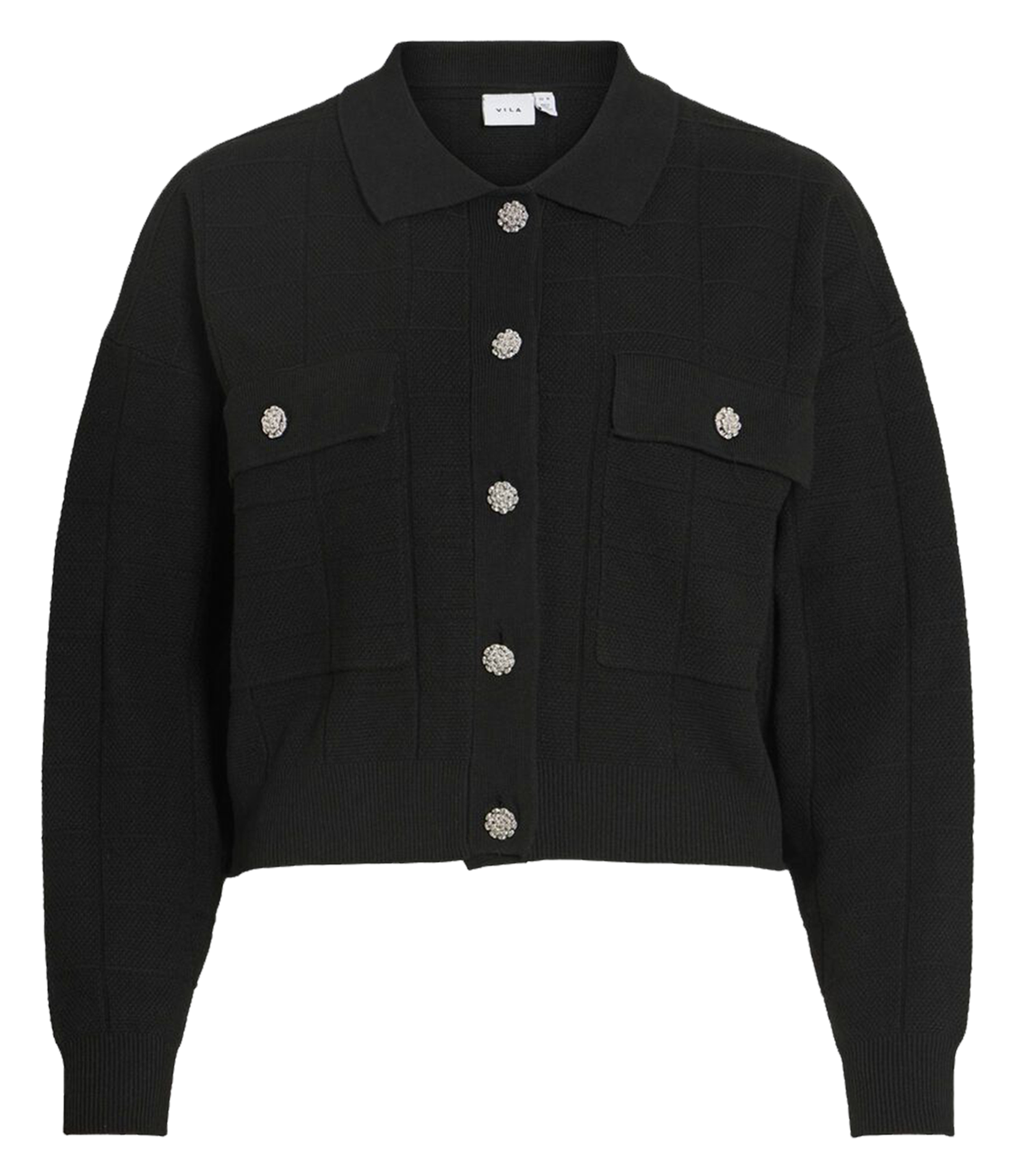 Cardigan droit en fibres recyclées mélangées VILA Noir