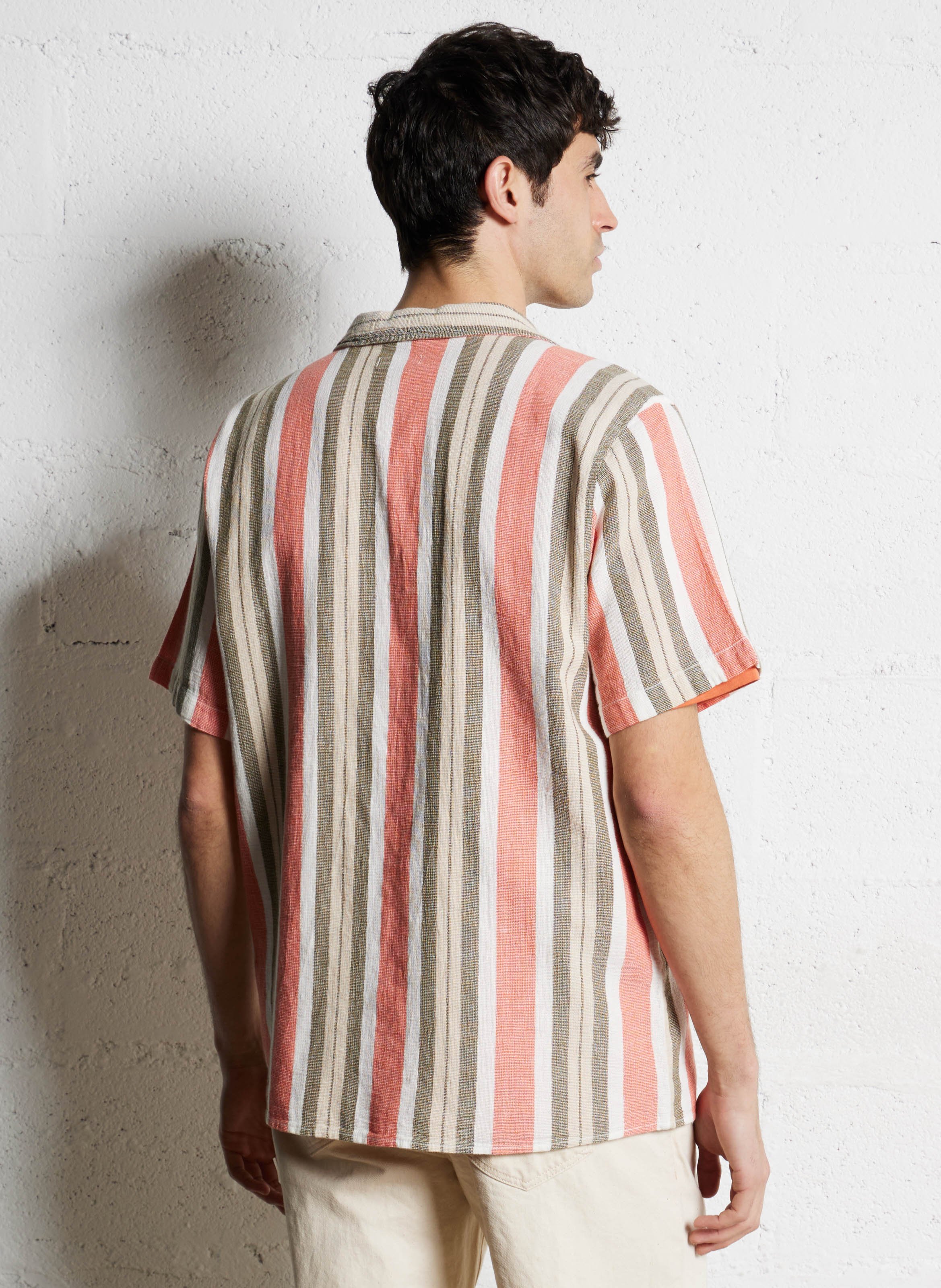 Chemise droite en coton bio rayé KNOWLEDGE COTTON APPAREL Vert