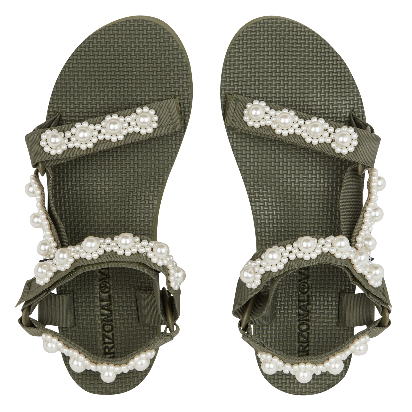 Sandales plates à scratch ARIZONA LOVE Kaki