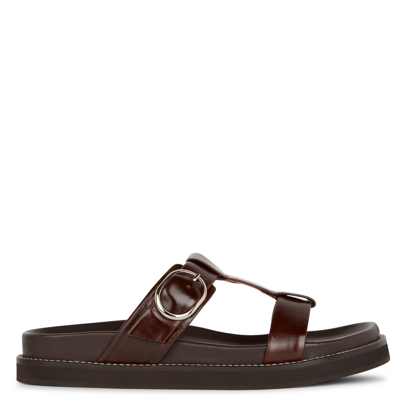 Aouda flat leather sandals BOBBIES Brown