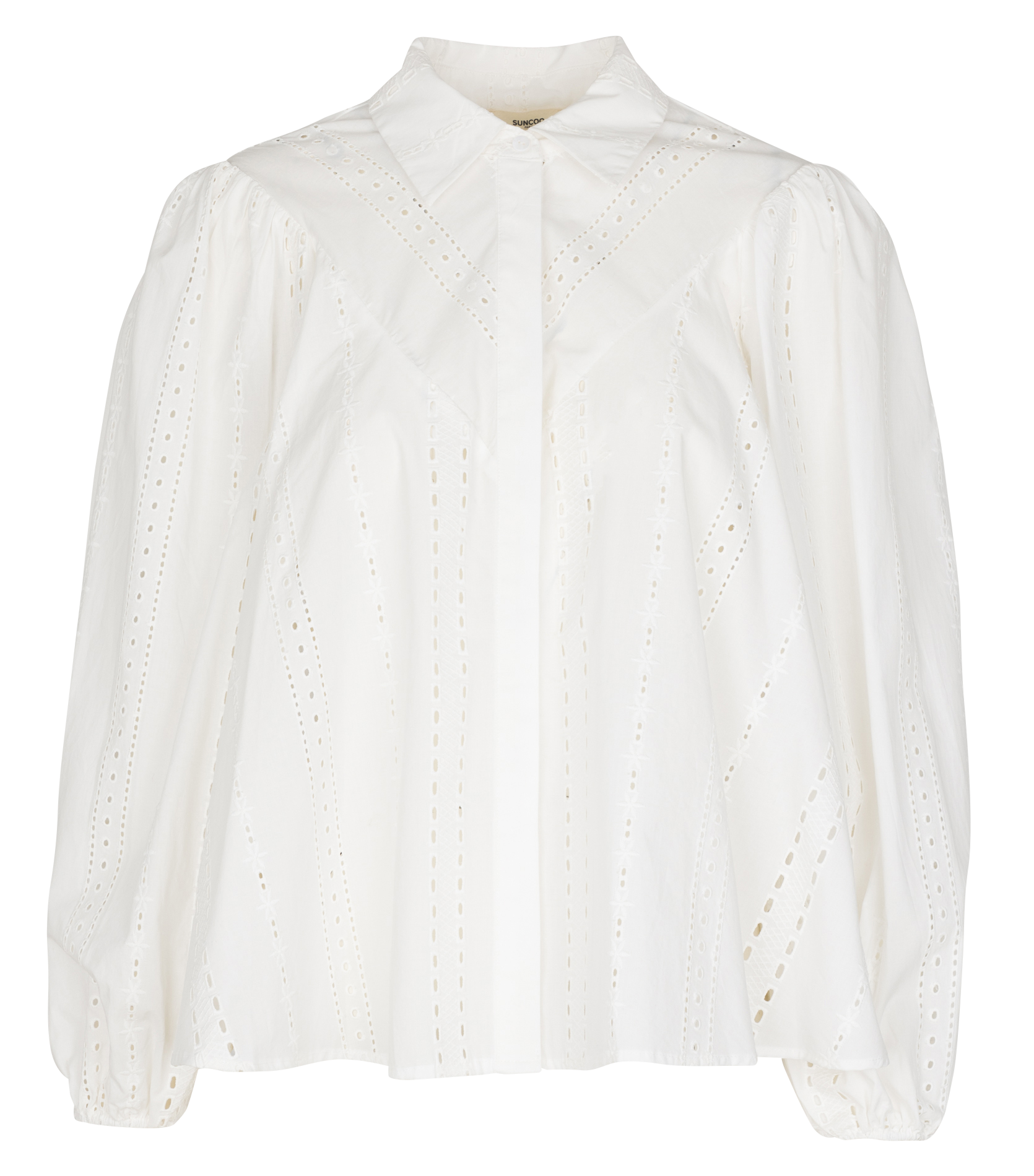 Organic cotton blouse with classic collar SUNCOO White