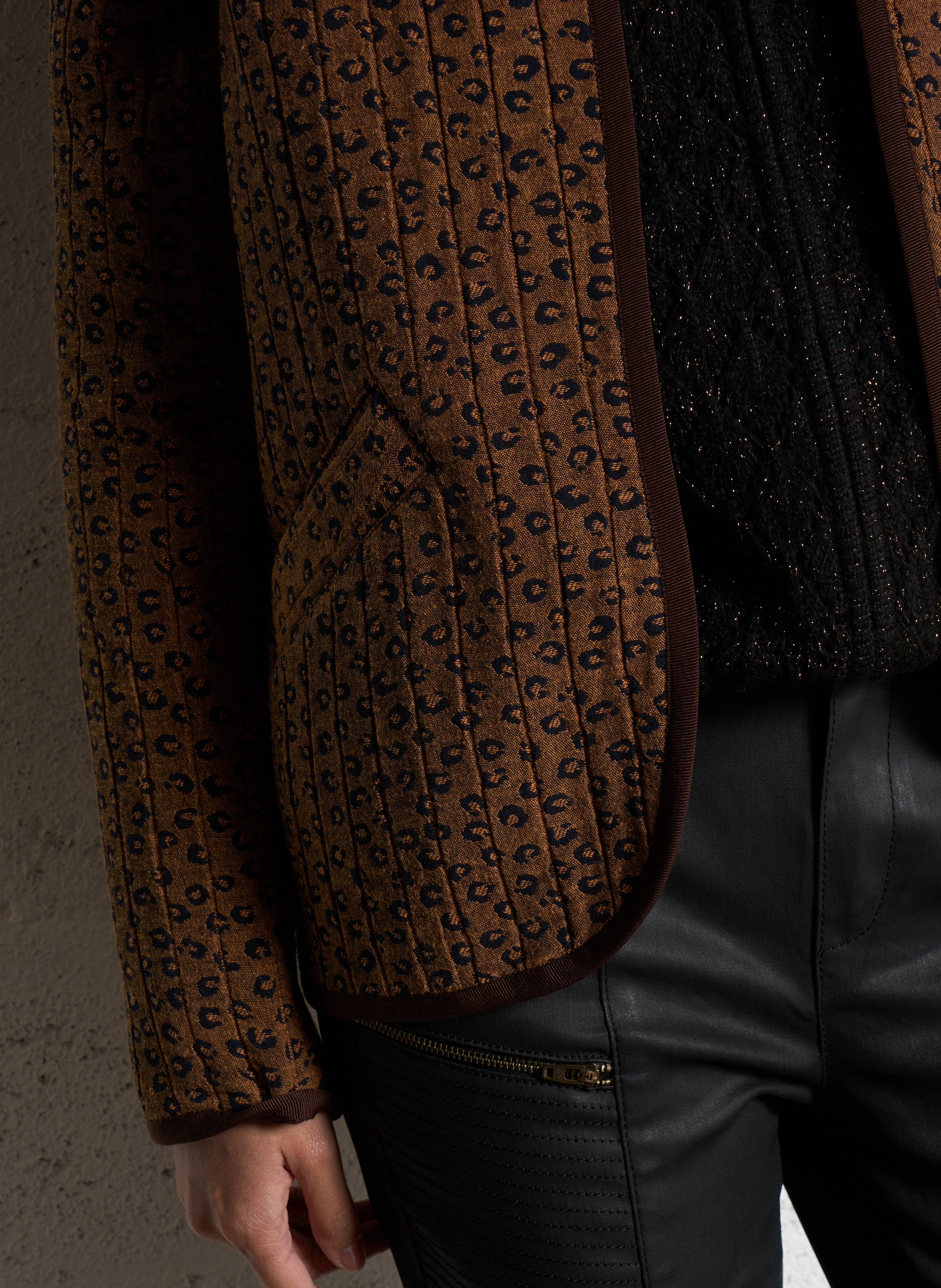 Gerader Blouson aus bedruckter Baumwollmischung ONE STEP Braun