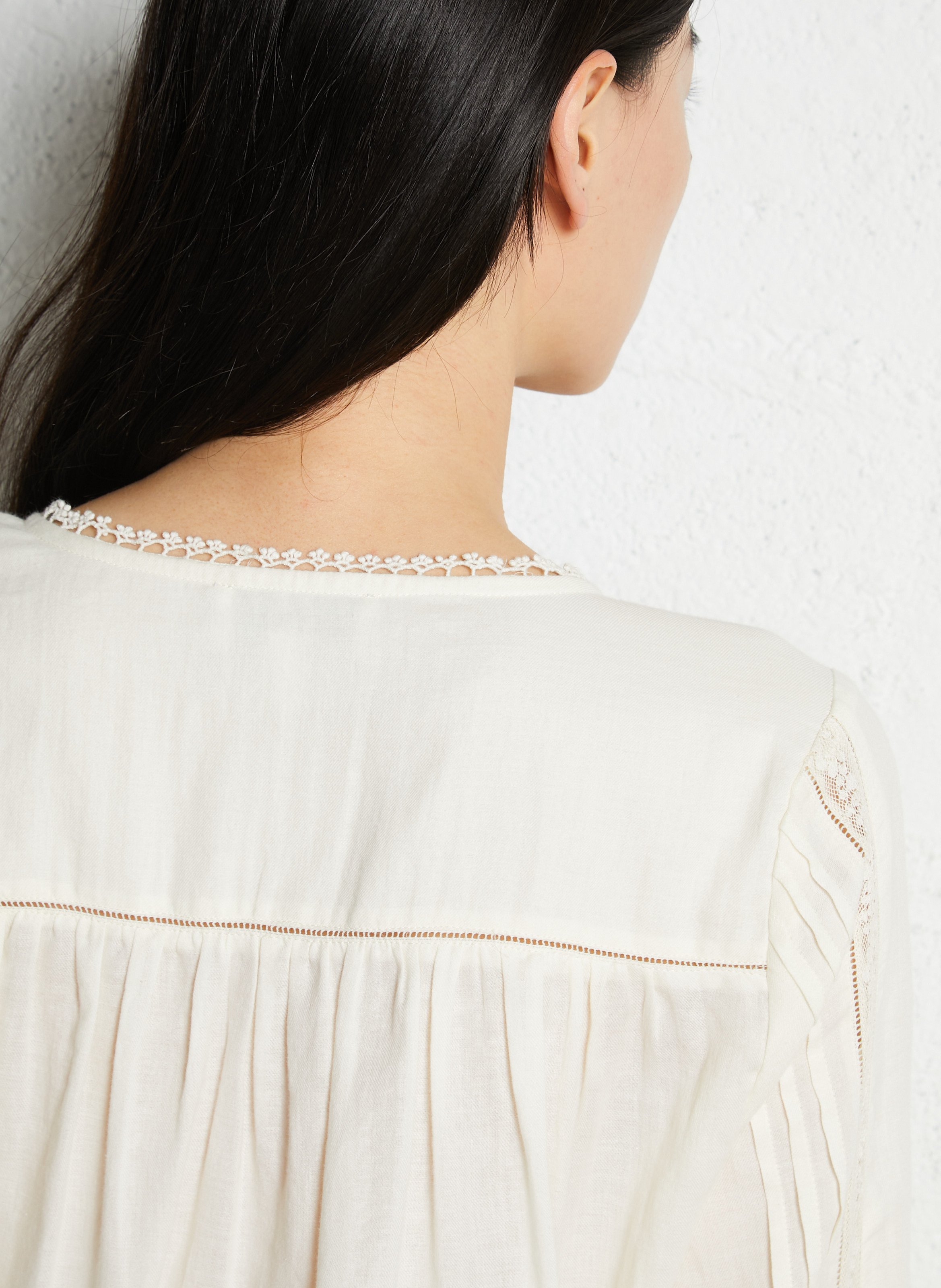 Rundhalsausschnitt-Bluse aus Baumwolle EMILE ET IDA Beige