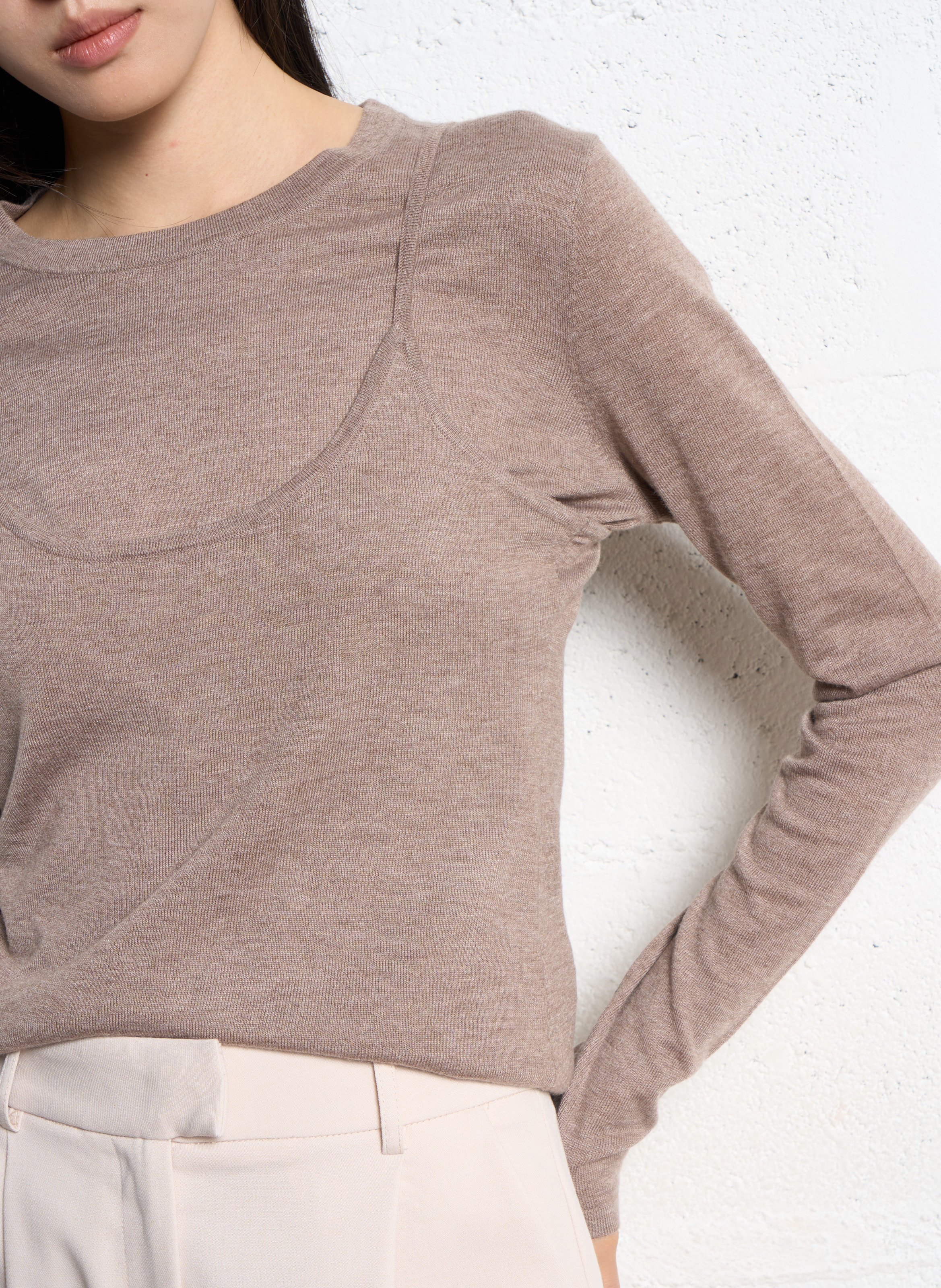 Pull droit col rond SUNCOO Marron