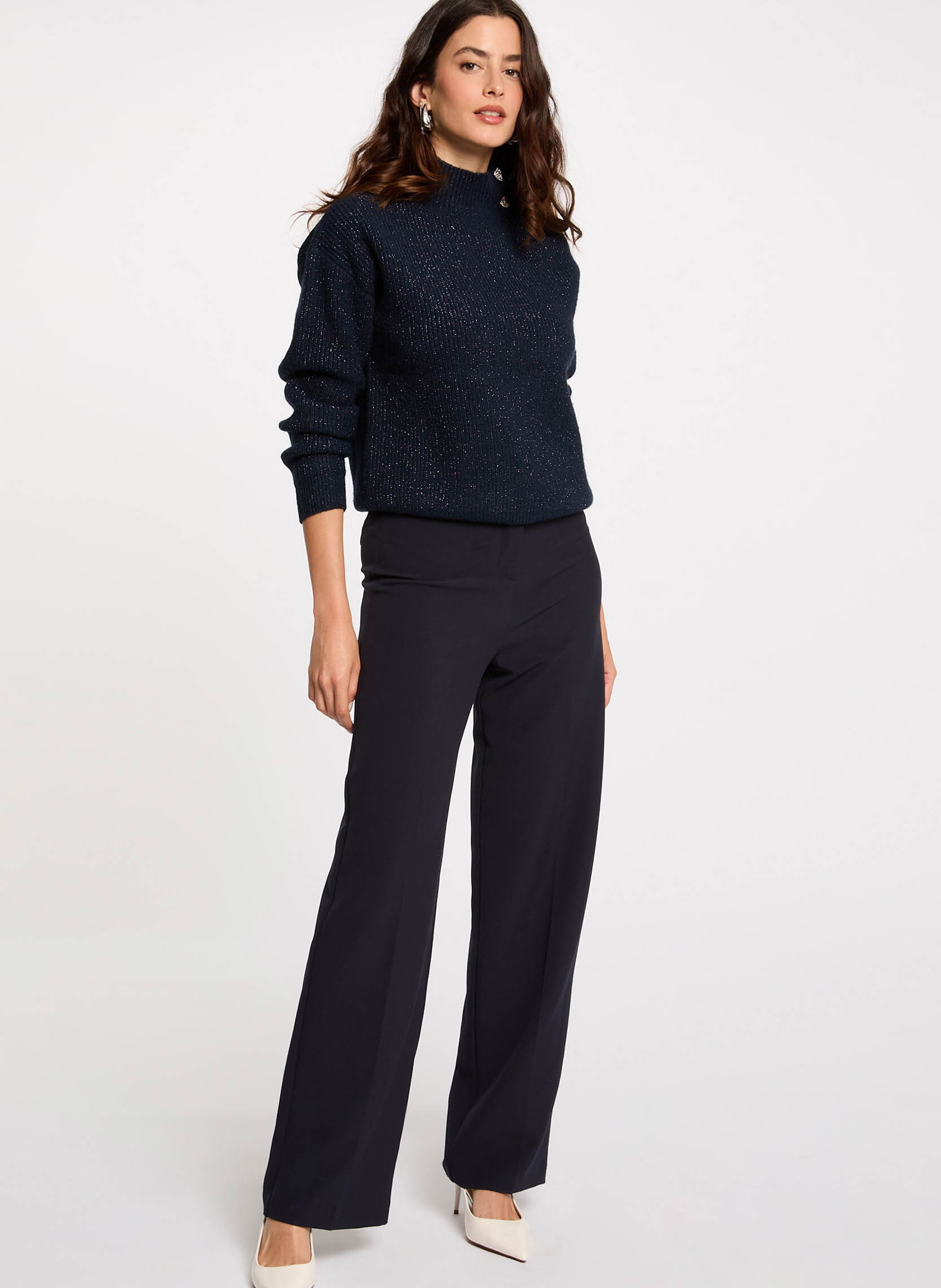 Straight-cut high-neck sweater MORGAN Blue
