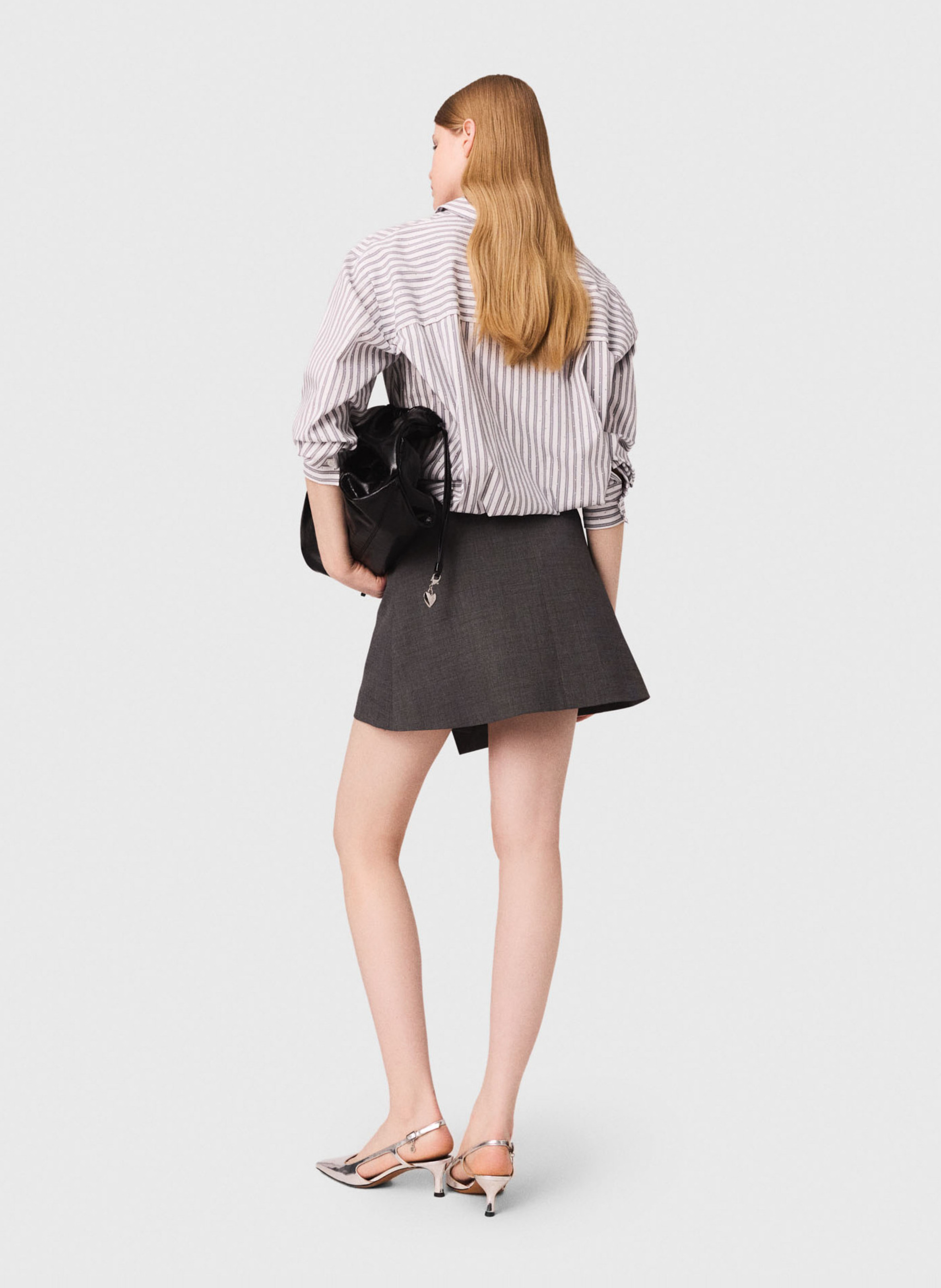 Short cotton-blend dress with classic collar MAJE Beige