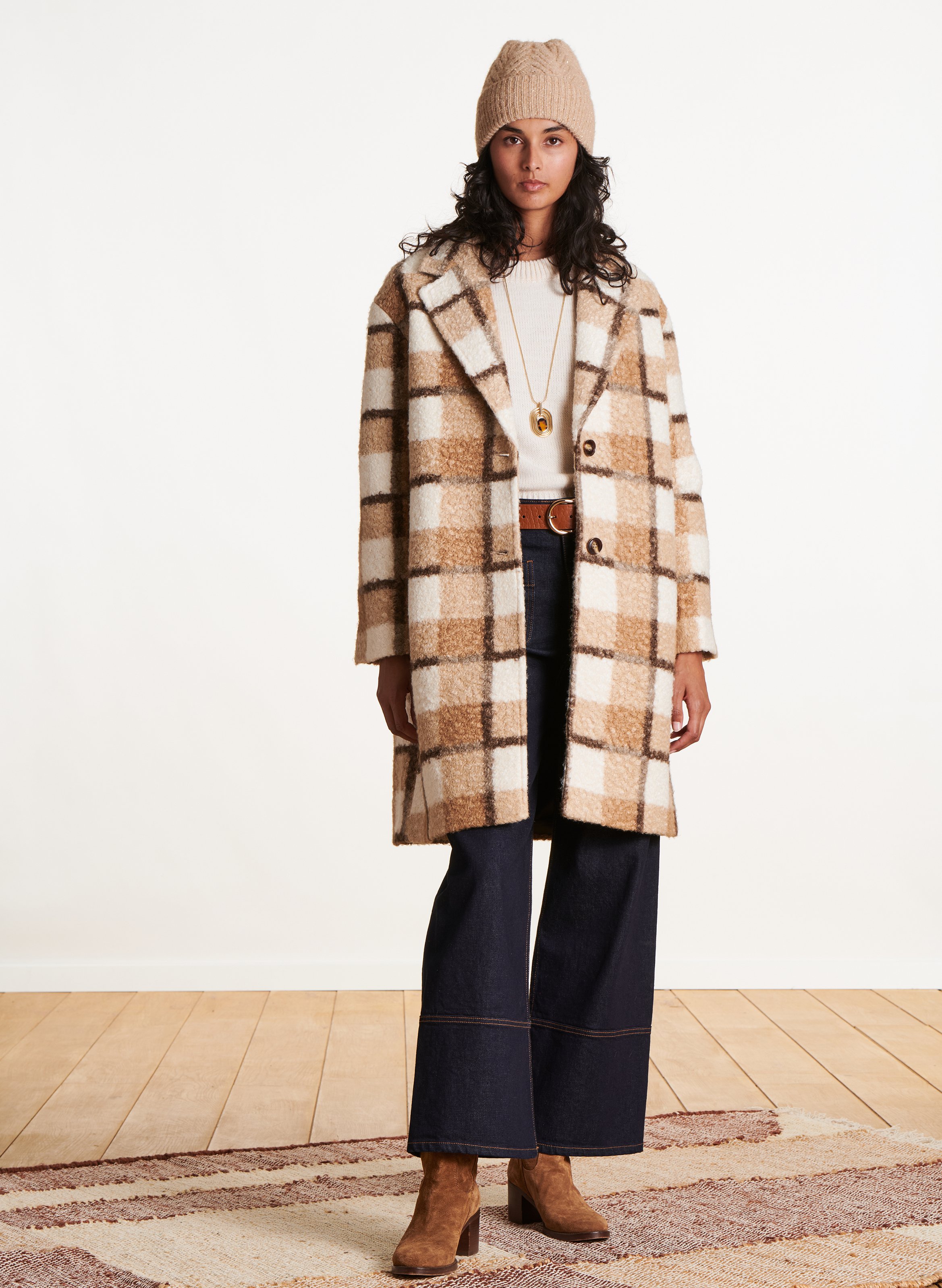 Bonnet à sequins en maille métallisée LA FEE MARABOUTEE Marron