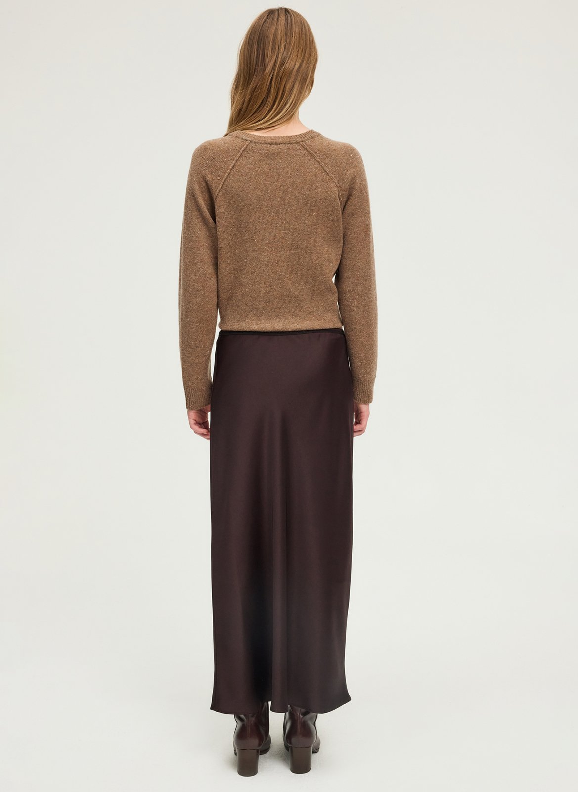 Long satin skirt PABLO Brown