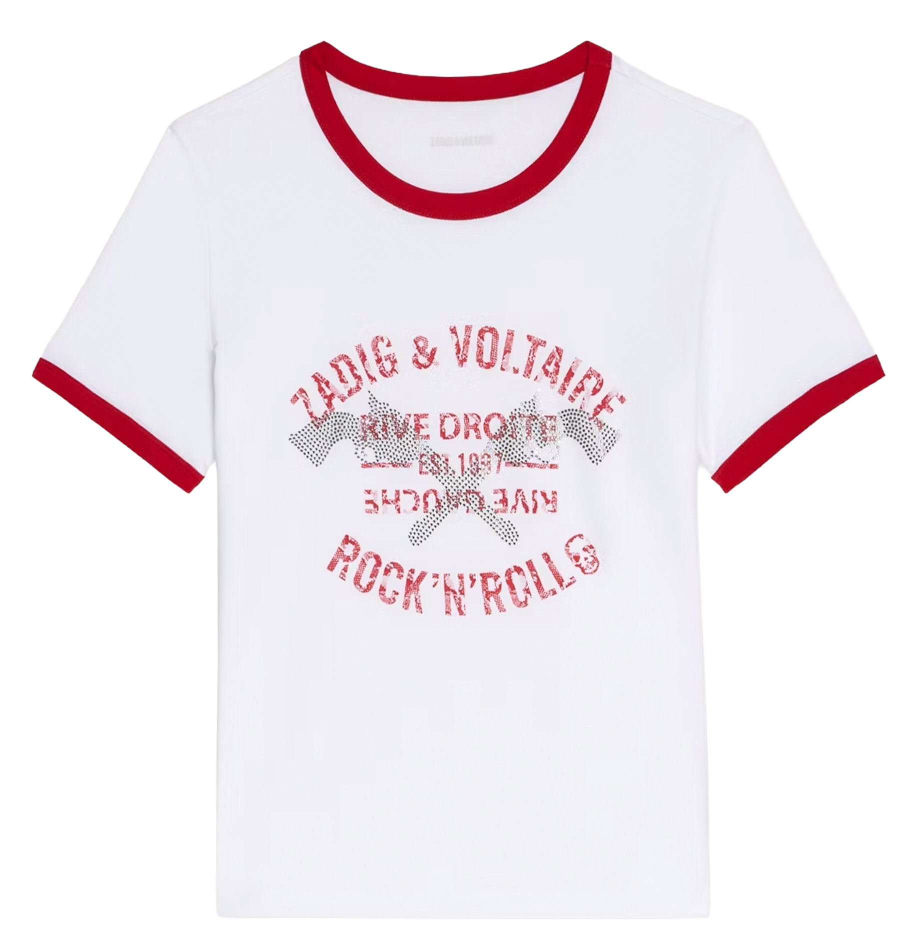 T-Shirt mit kontrastierenden kurzen Ärmeln WOOS White