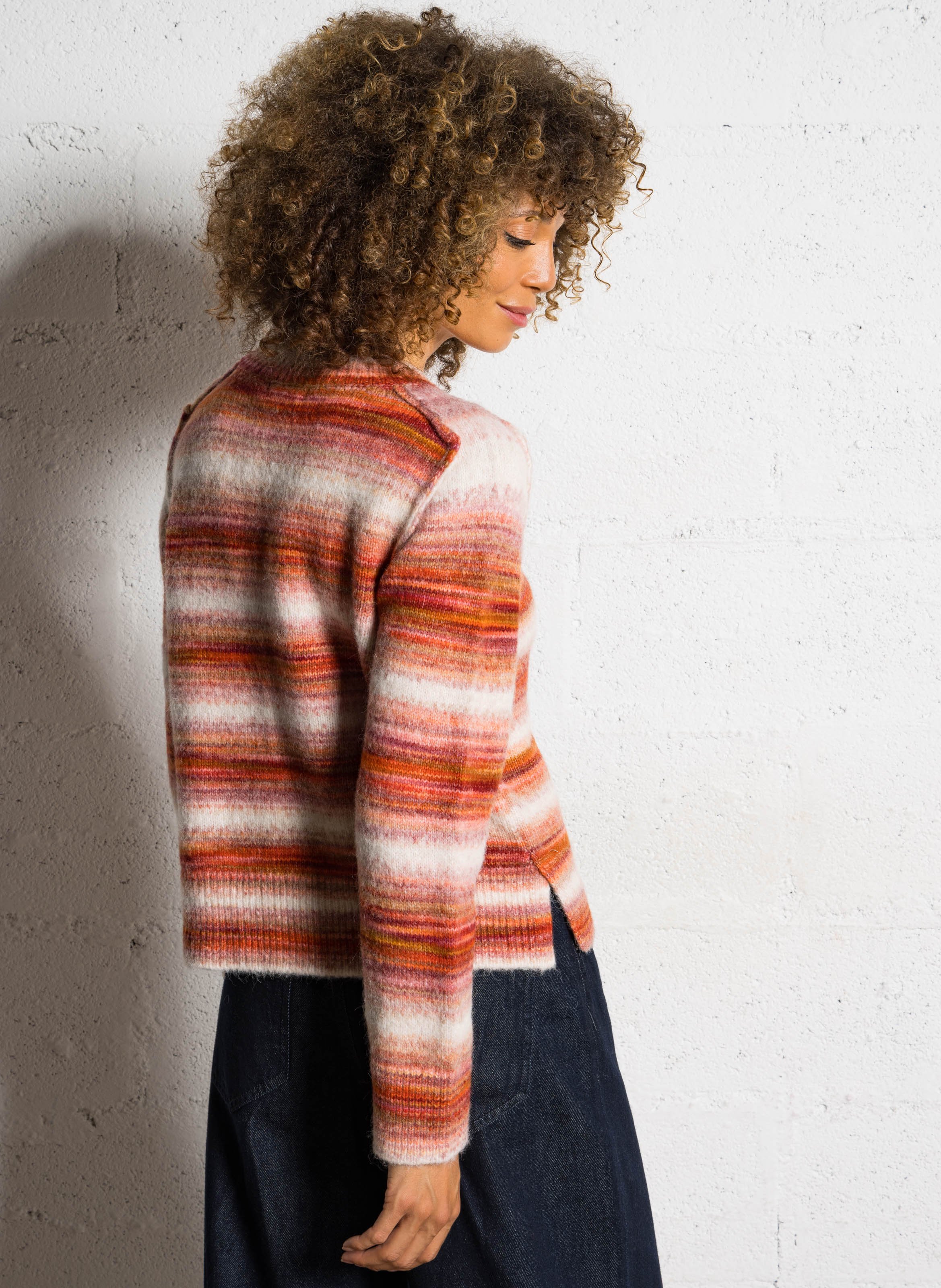 Pull col rond à rayures MAISON ANJE Multicolore