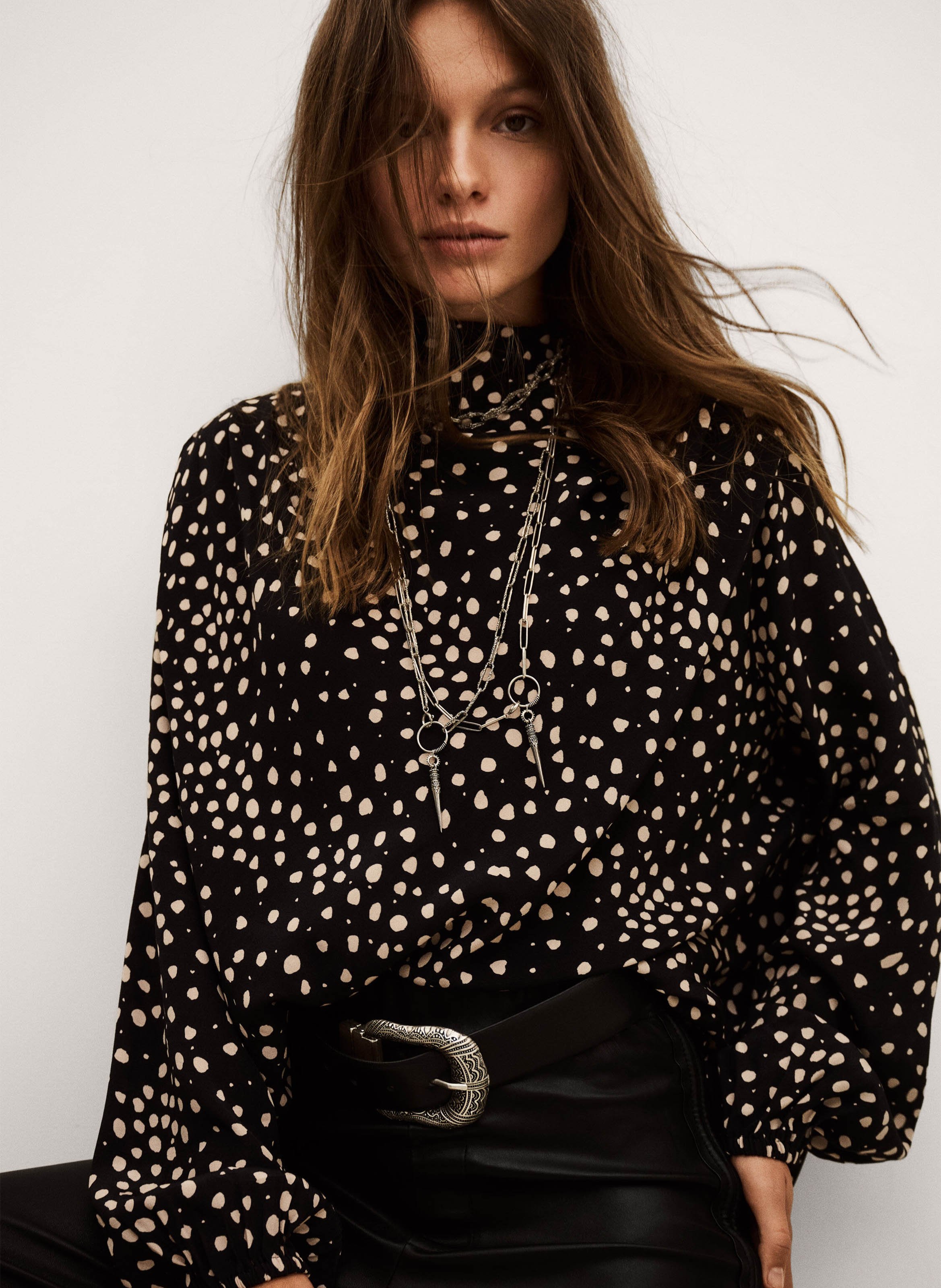 Top col montant à pois BA&SH Bleu