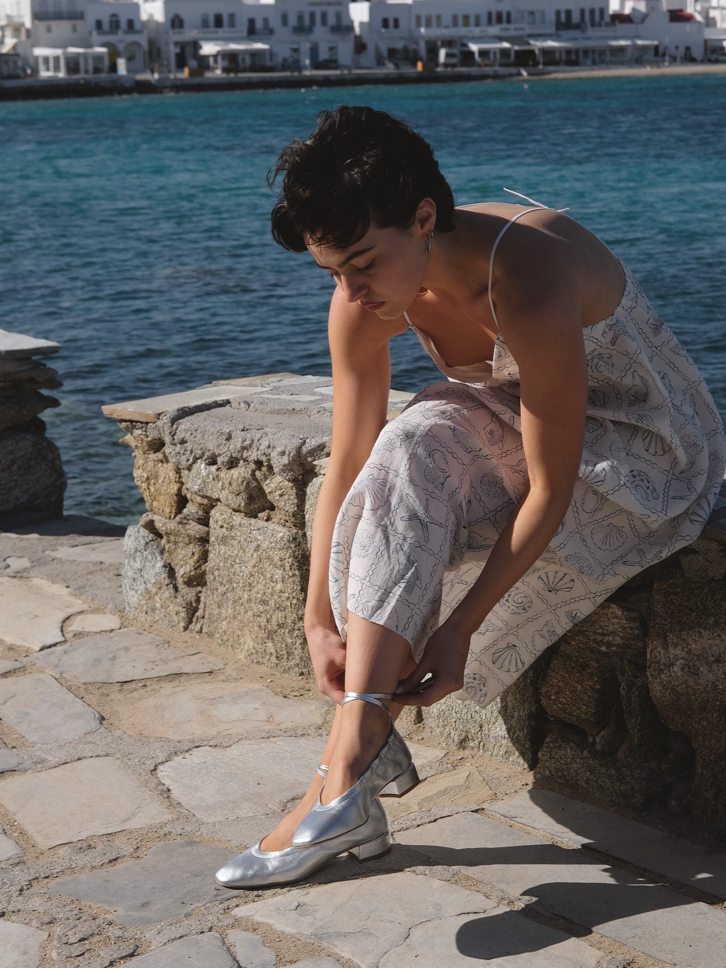 Metallic leather ballet pumps EMZI PARIS Silver