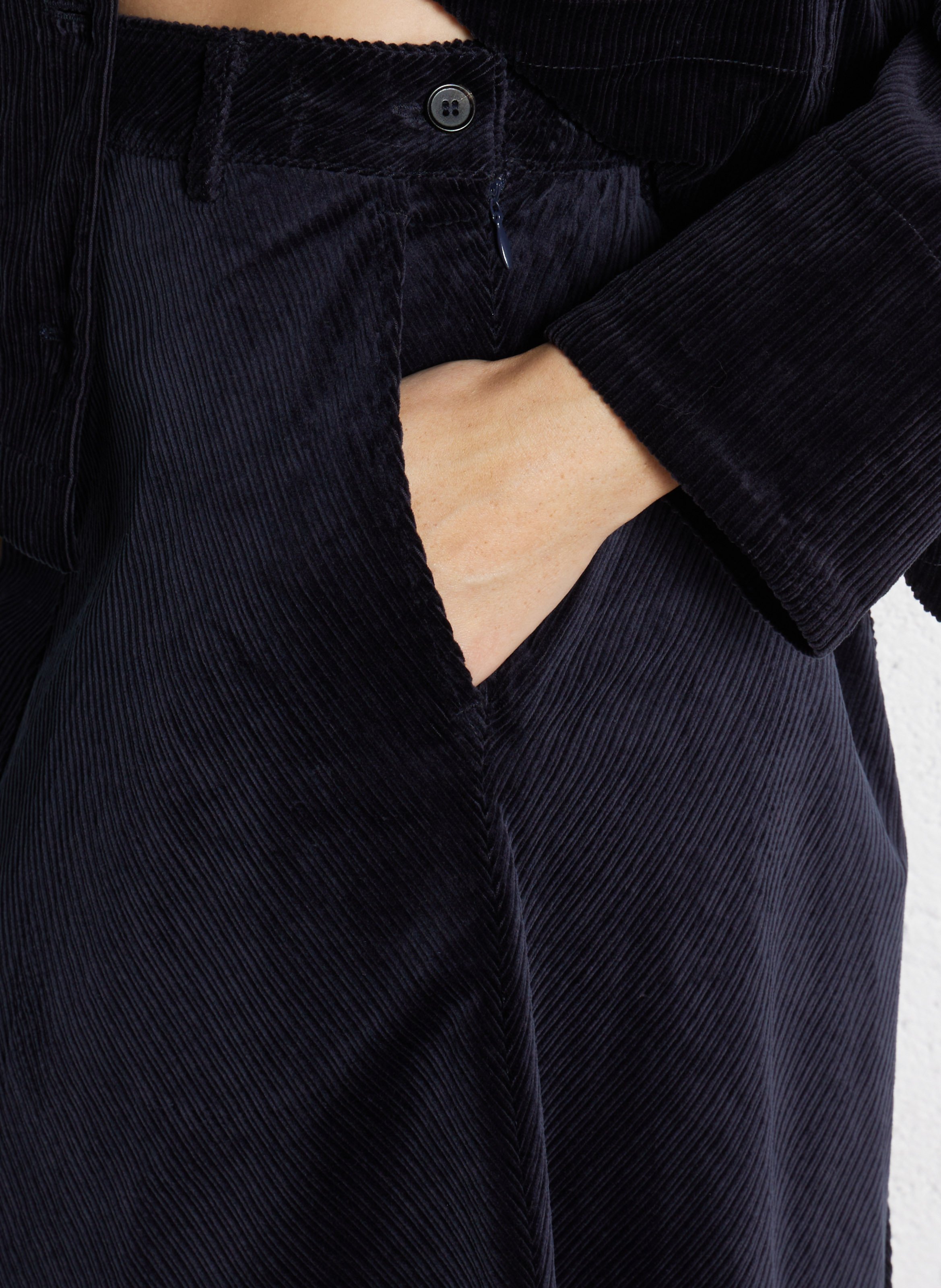 Midi rok van geribbeld fluweel RUE DE TOKYO Blauw