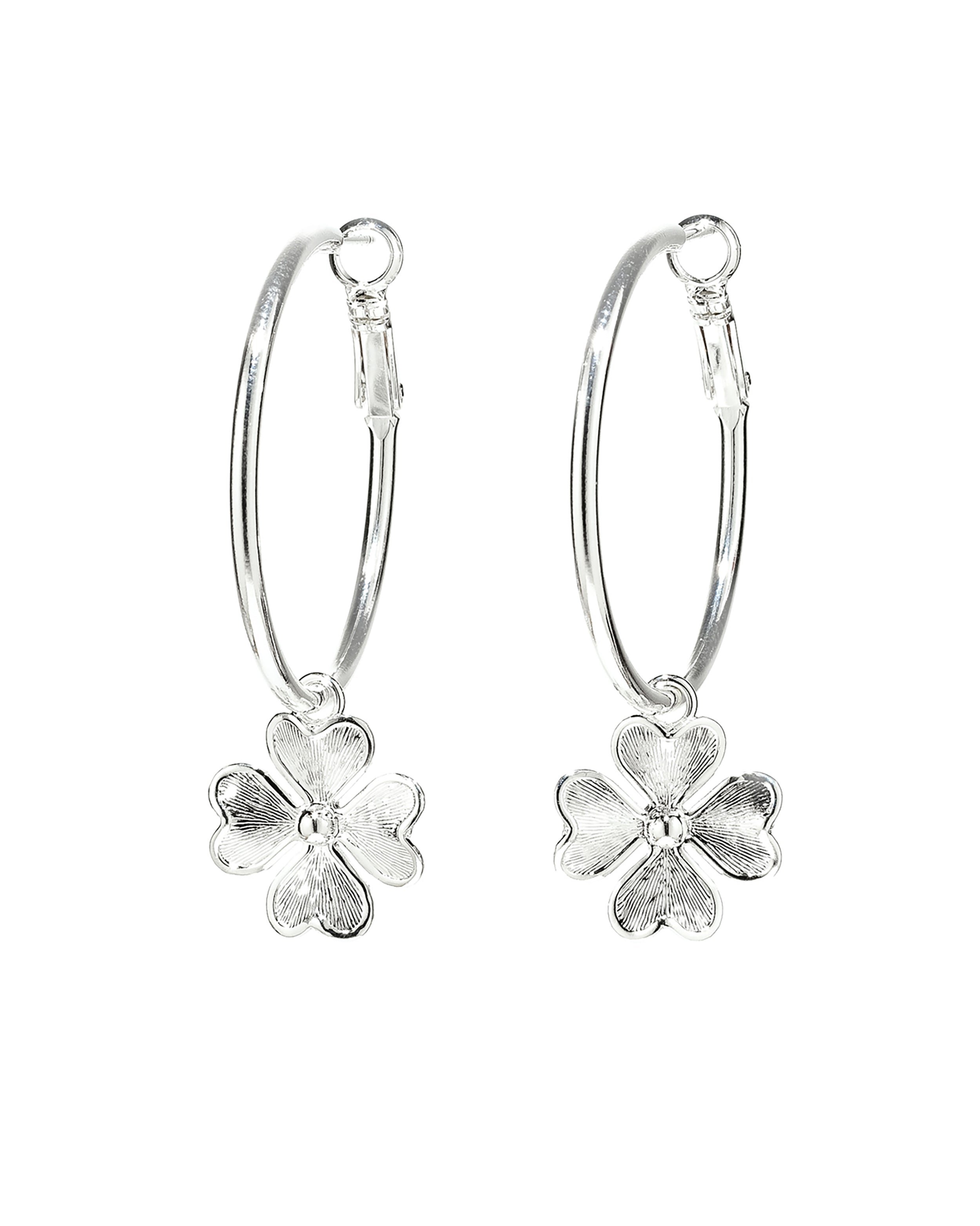 Small silver-plated clover hoop earrings MONSIEUR SIMONE Silver