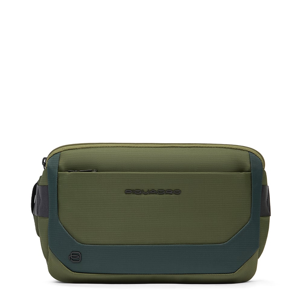 Expandable fanny pack in recycled fabric and leather, convertible into a chest bag PIQUADRO