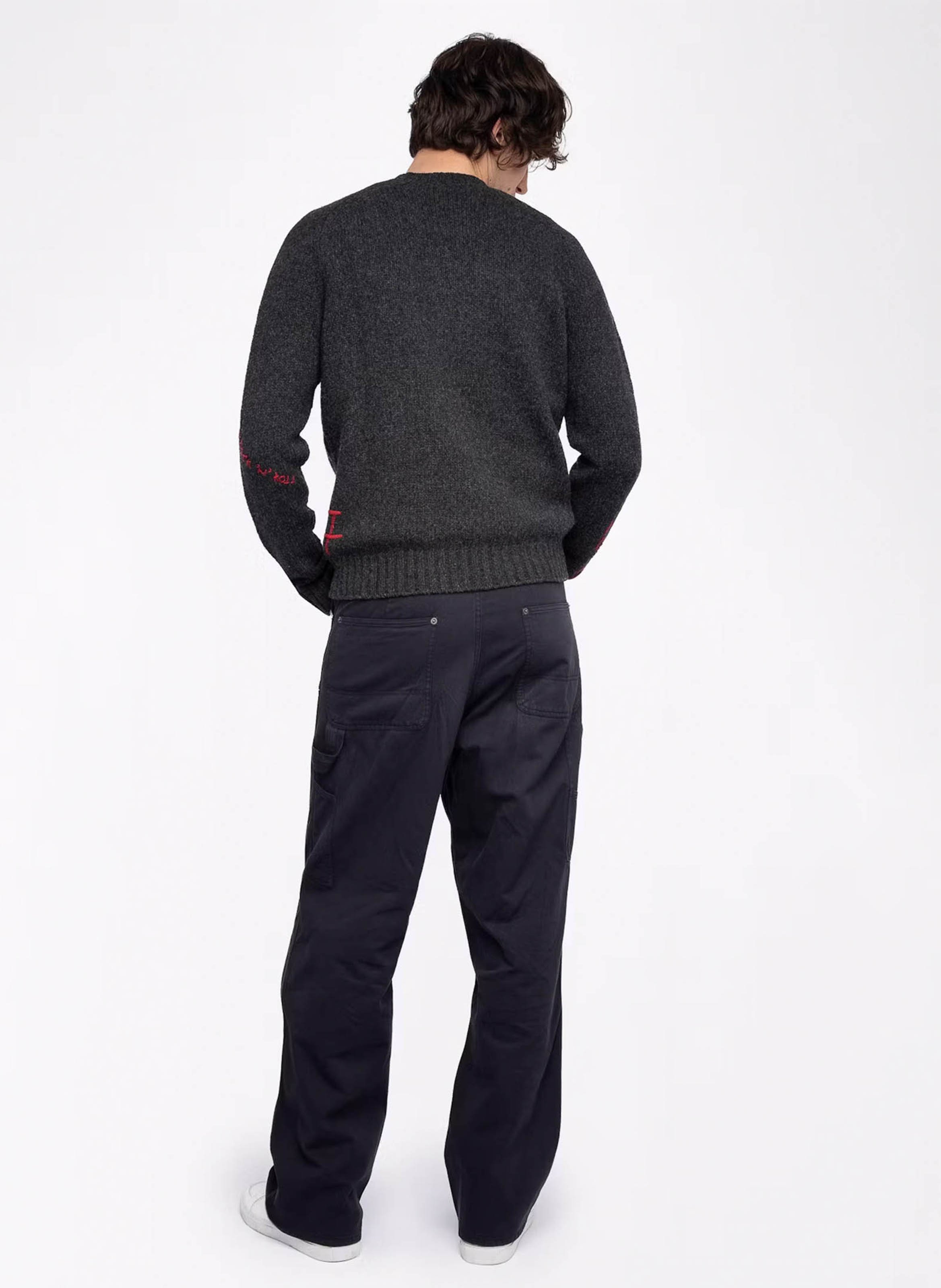 Gerade geschnittener Rundhalspullover aus Wolle ZADIG&VOLTAIRE Grau