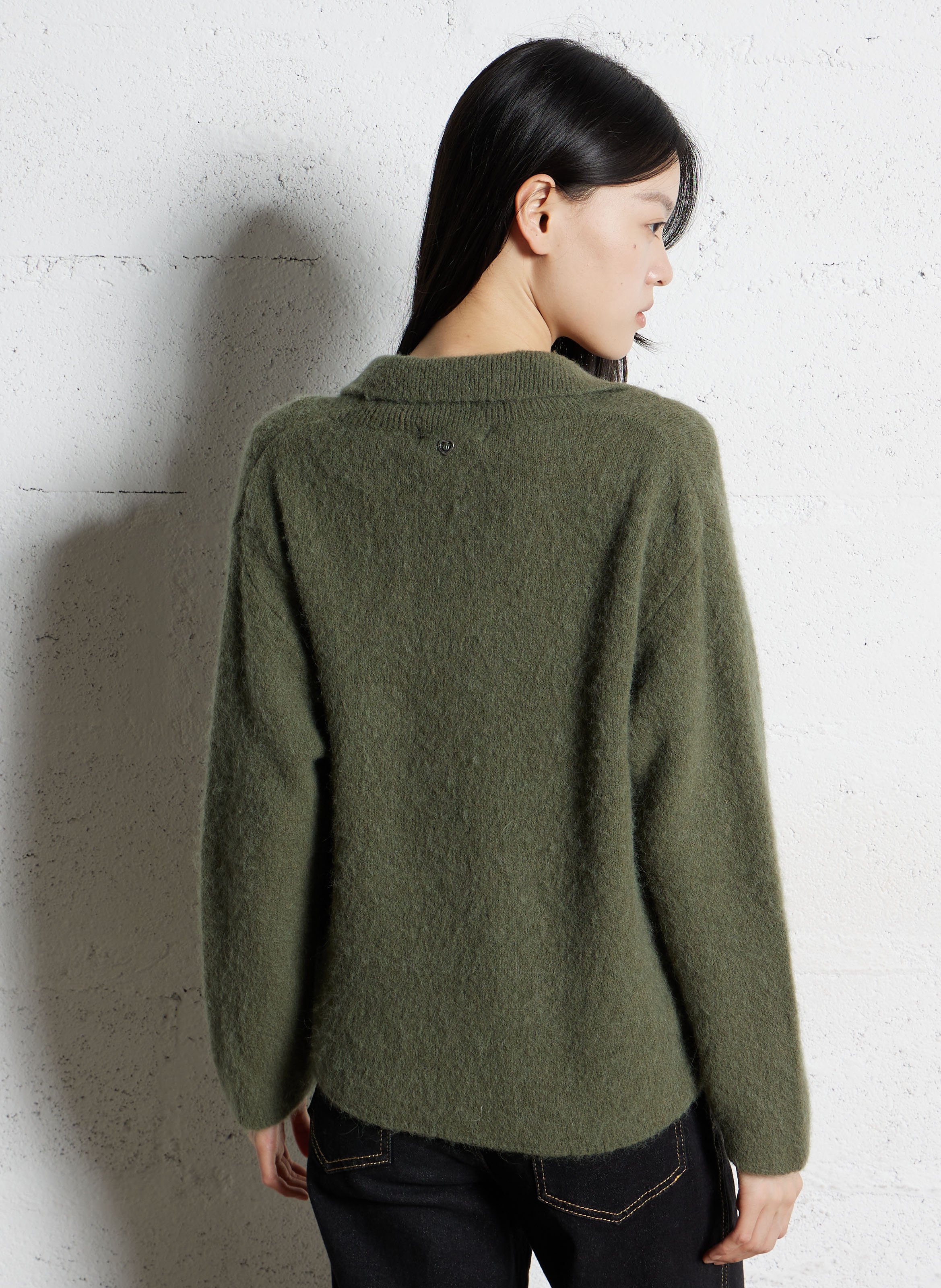 Pull col polo en laine mélangée PLEASE Kaki