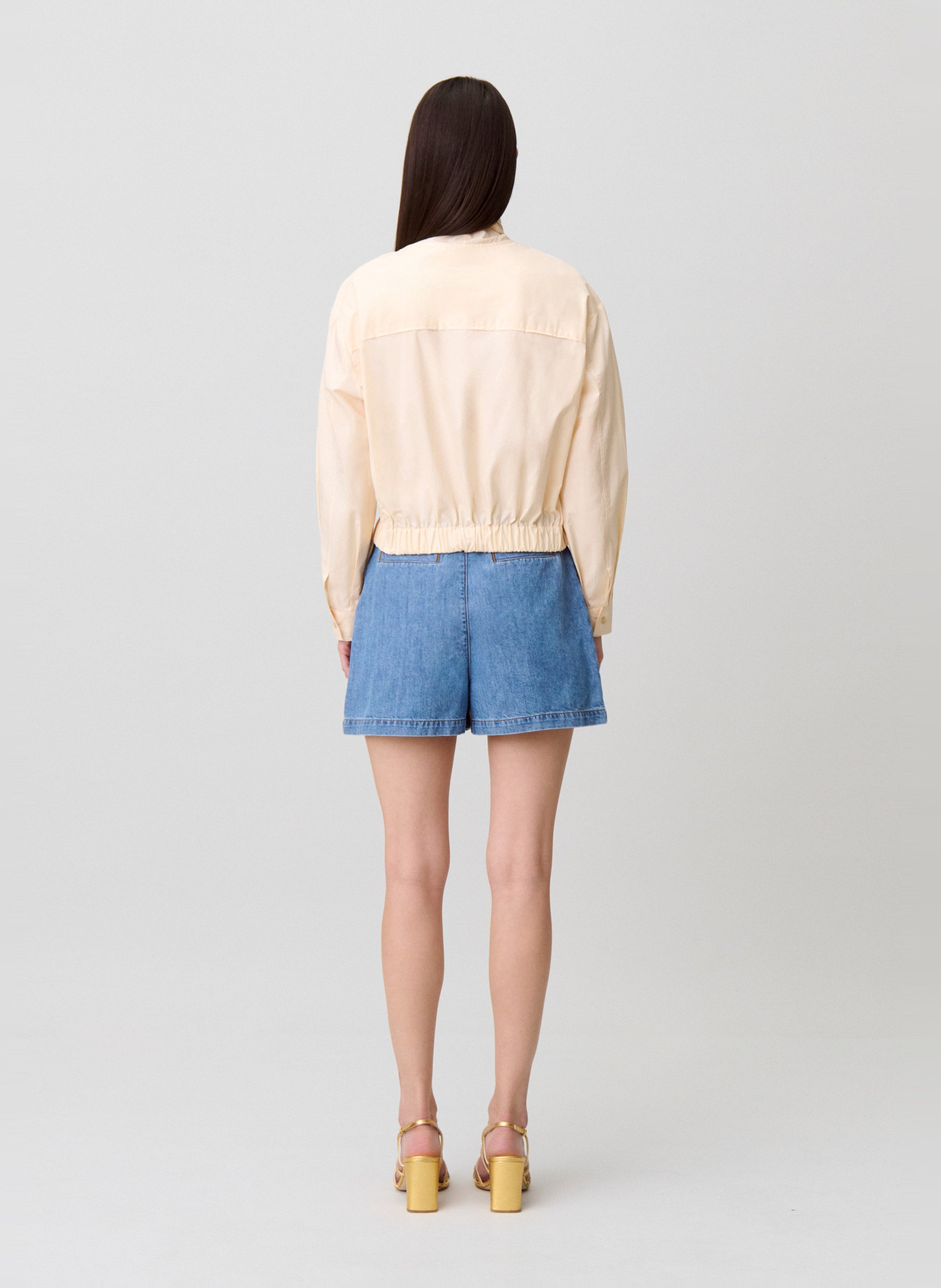 Straight cotton shirt with Lavallière collar CLAUDIE PIERLOT Beige