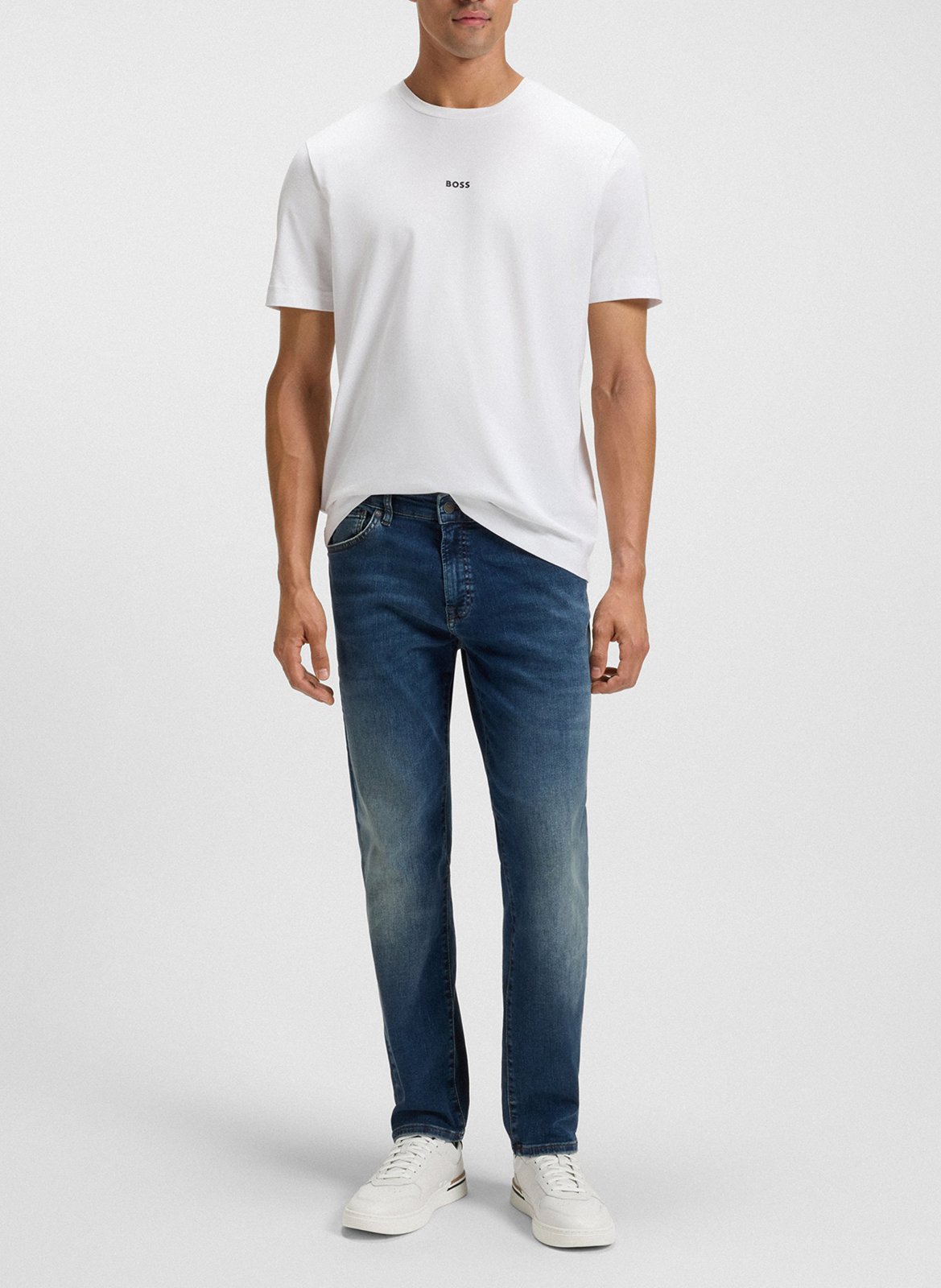 Lace-up leather low-top sneakers BOSS White