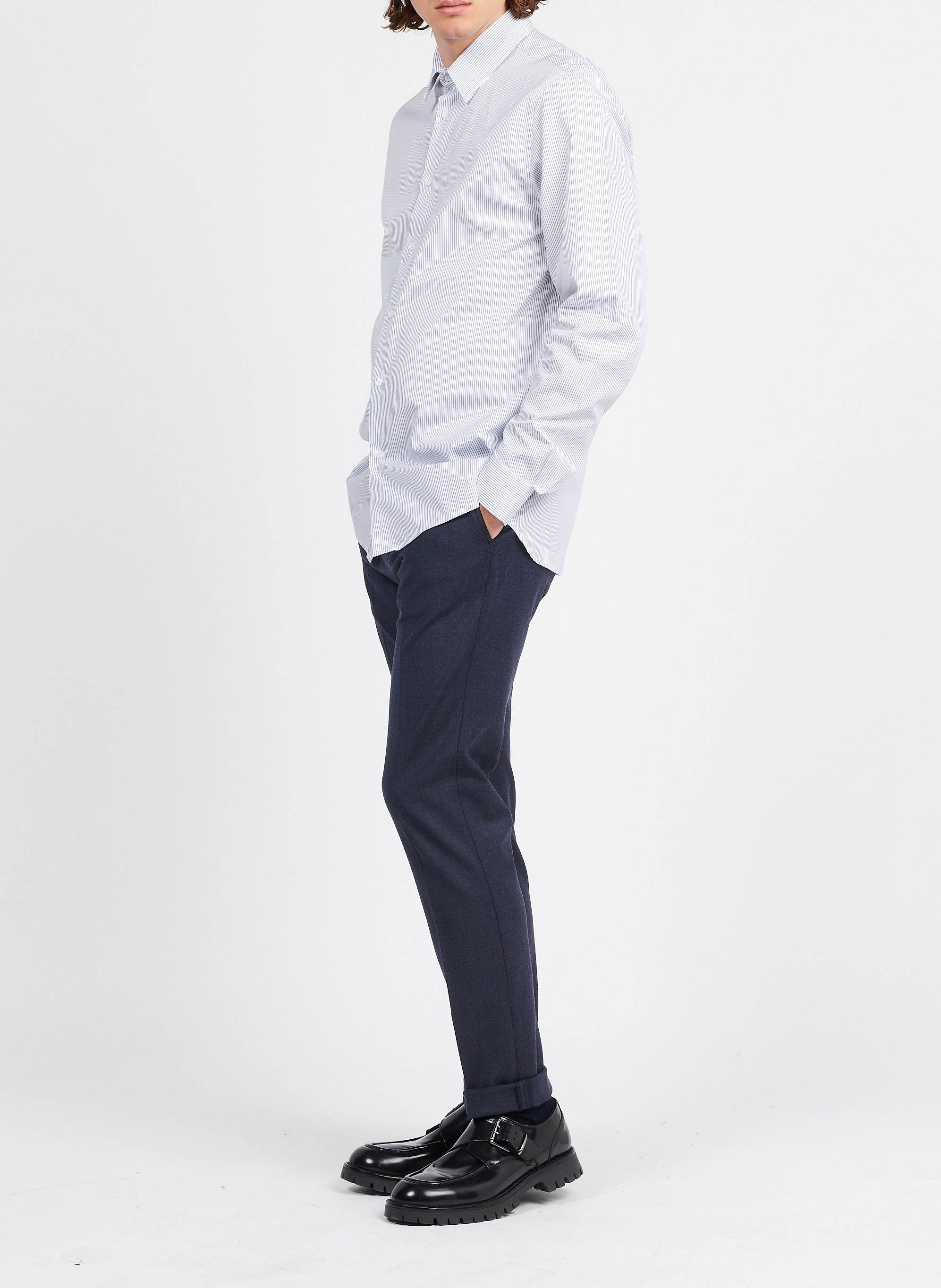 Regular-fit striped cotton shirt with classic collar ATELIER PRIVE Blue