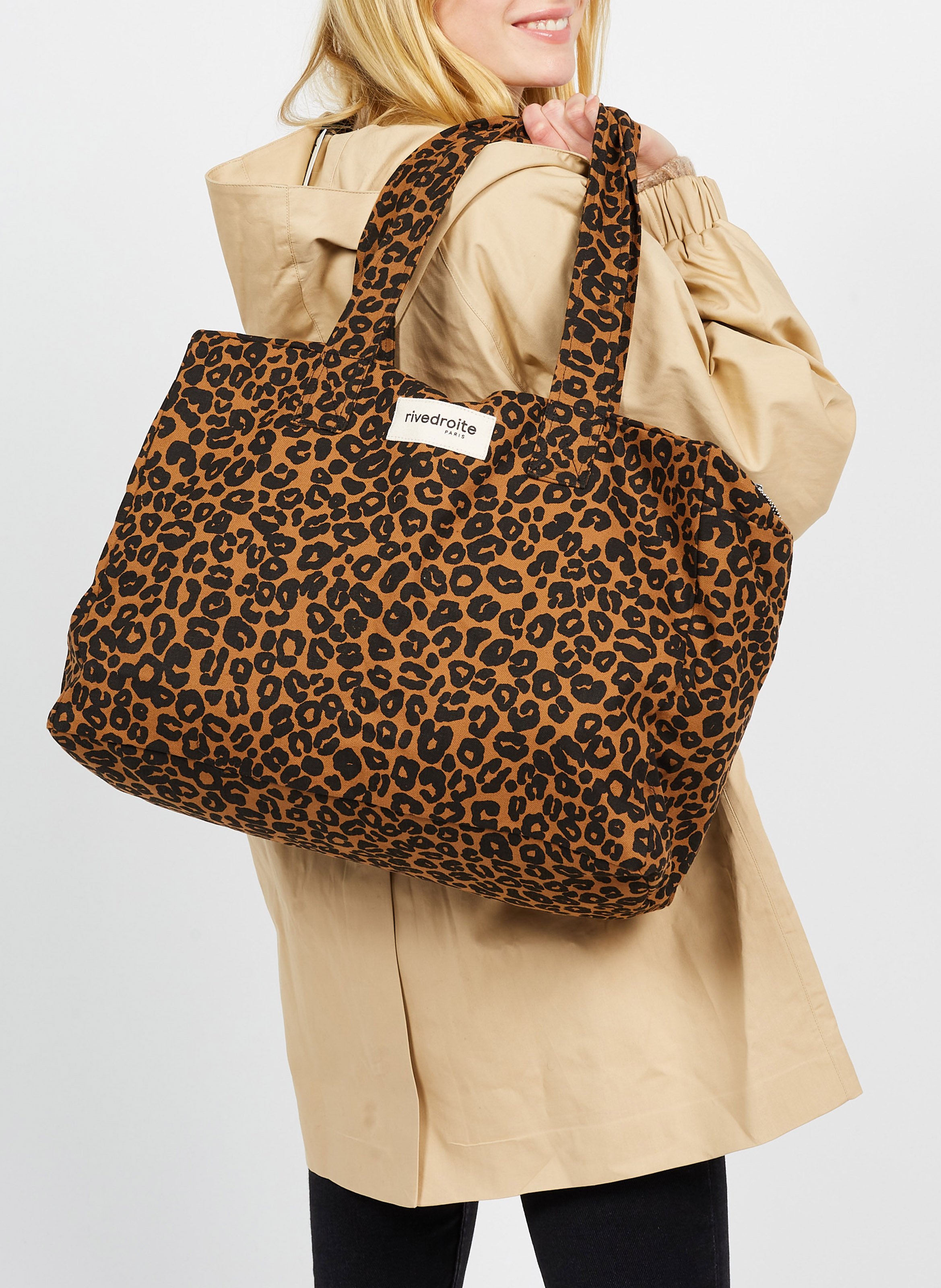 Katoenen tas met rits RIVEDROITE PARIS Bruin