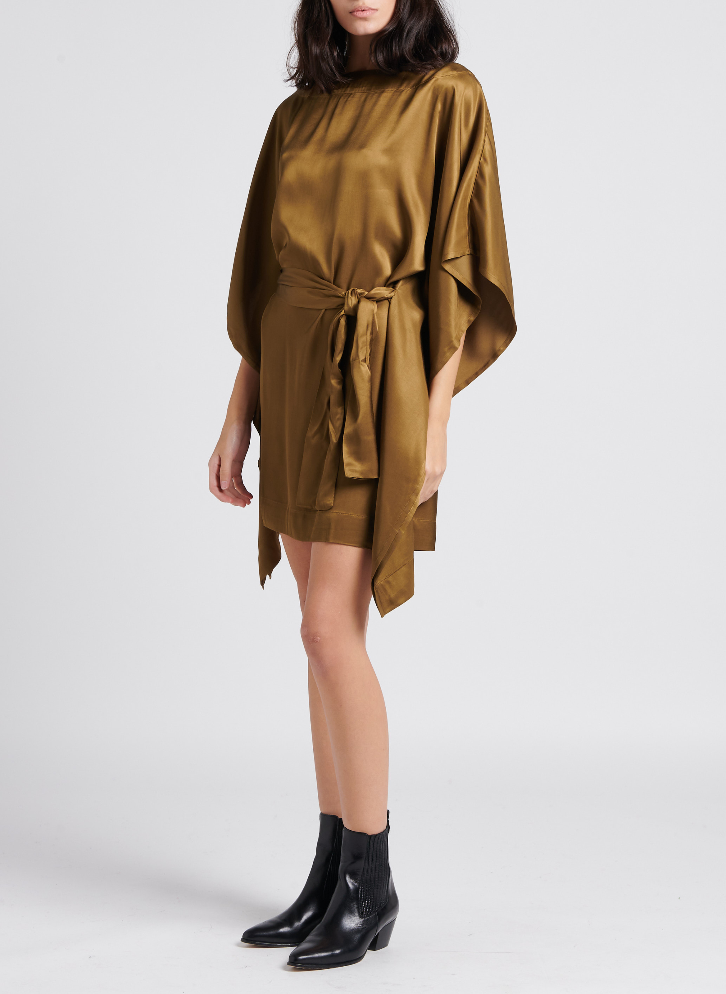 Robe ample courte col bateau KARMA KOMA Marron