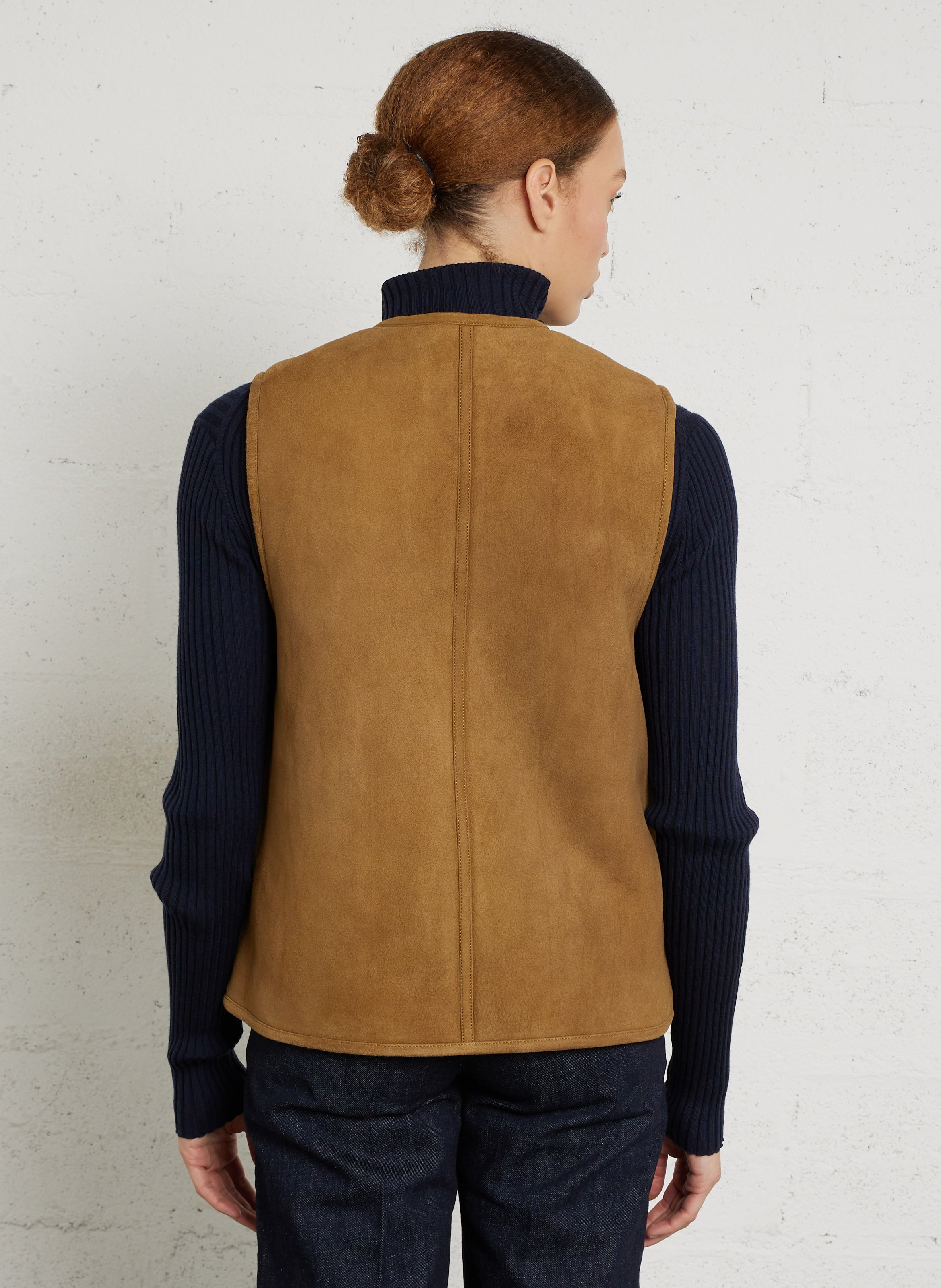 Mouwloze suède leren jas SOEUR Kaki