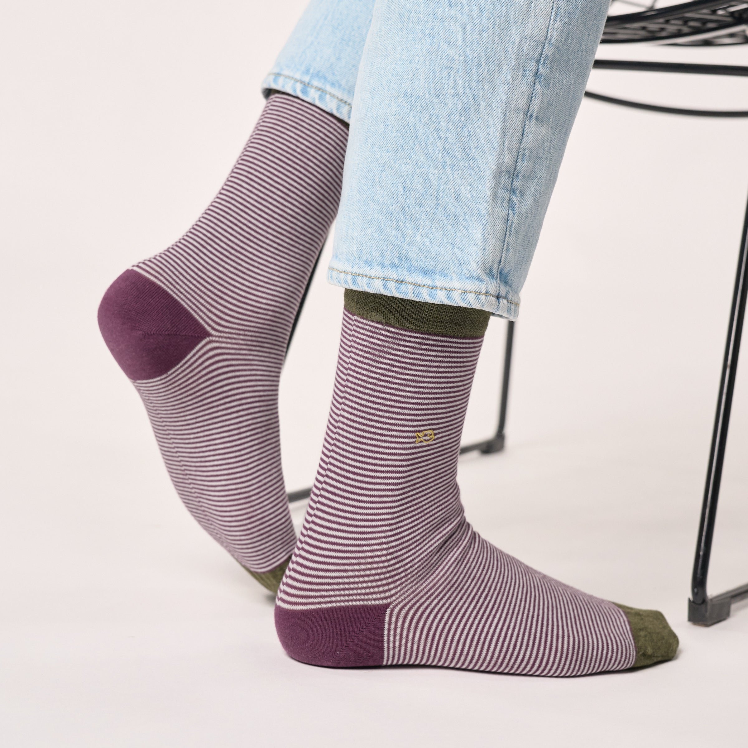 Combed cotton striped socks BILLYBELT Purple