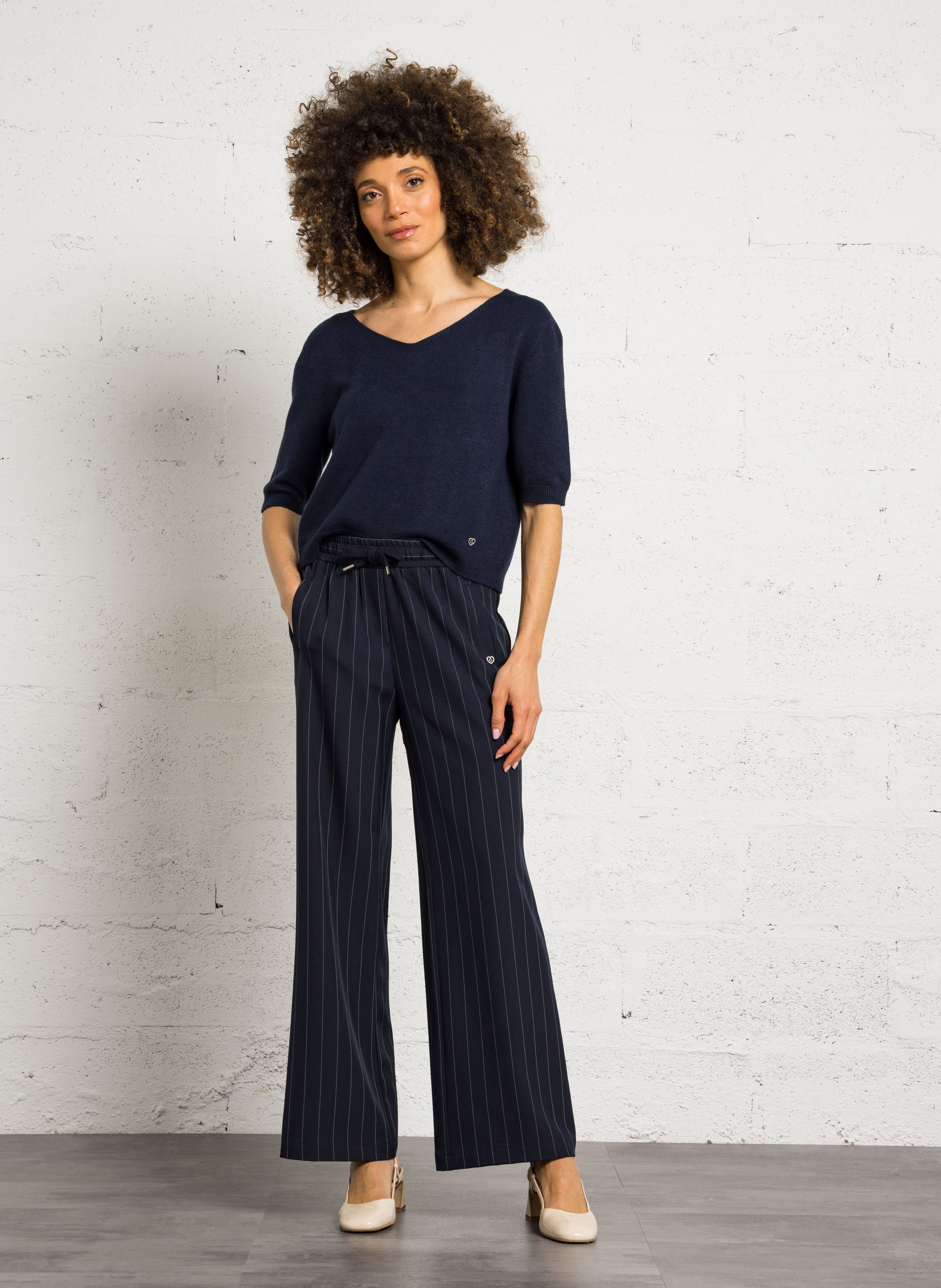 Oversized V-neck sweater PLEASE Blue