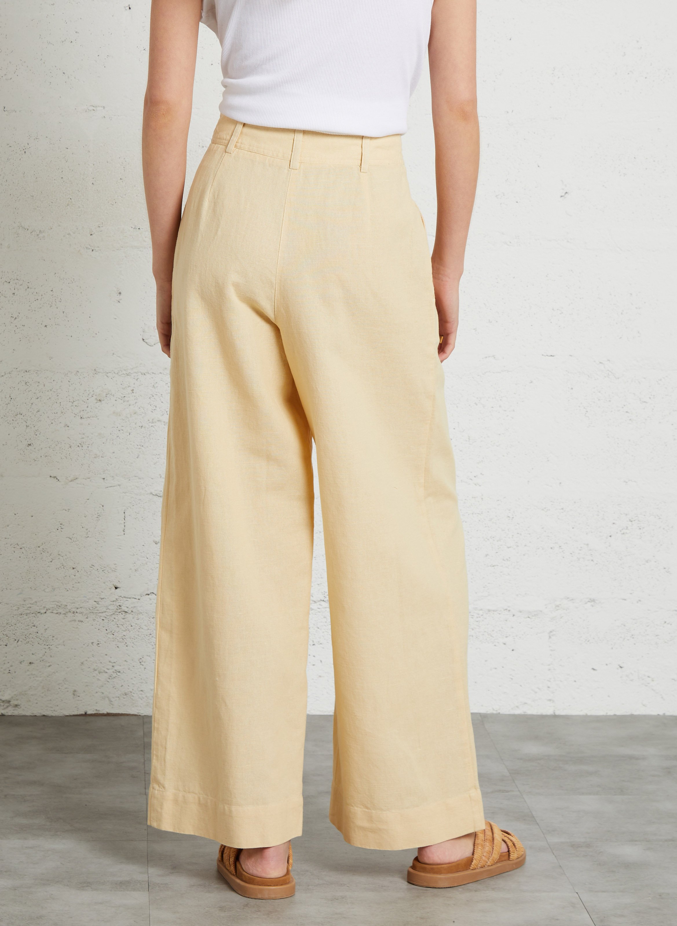 Linen and cotton wide-leg pants LOUISE MISHA Beige