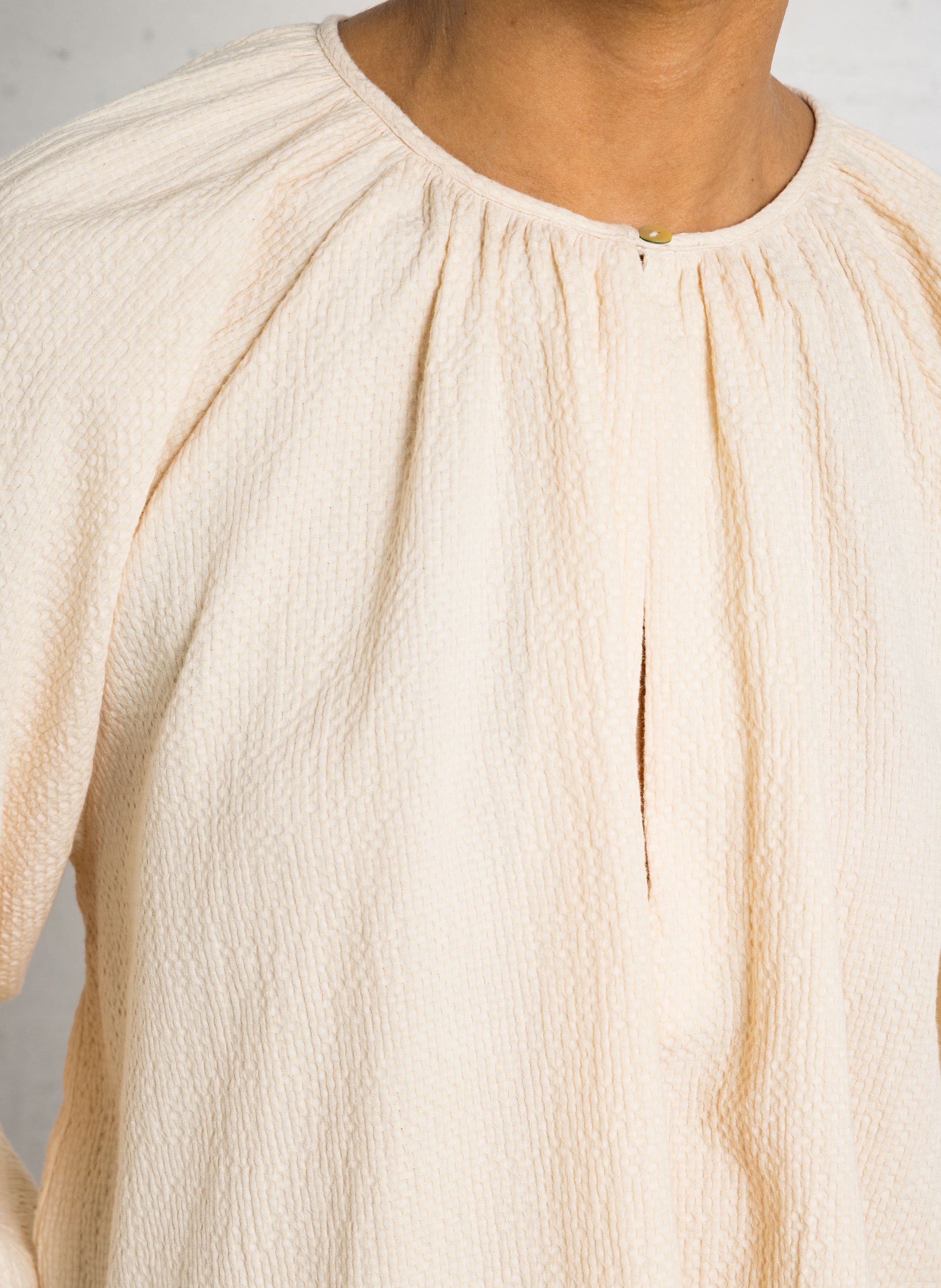 Oversize cotton round-neck blouse BELLEPIECE Beige