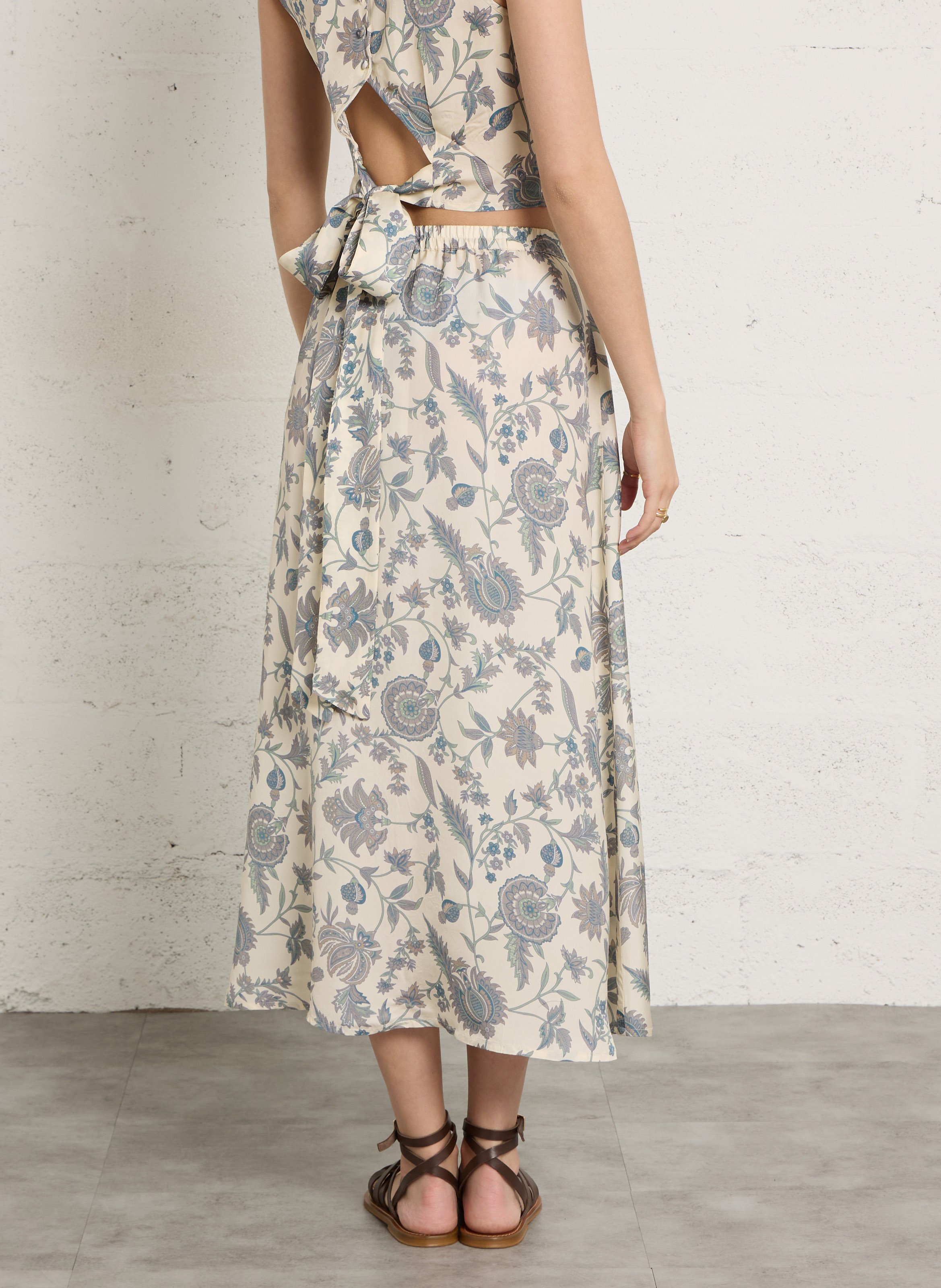 Falda midi vaporosa con corte evasé PETITE MENDIGOTE Beige