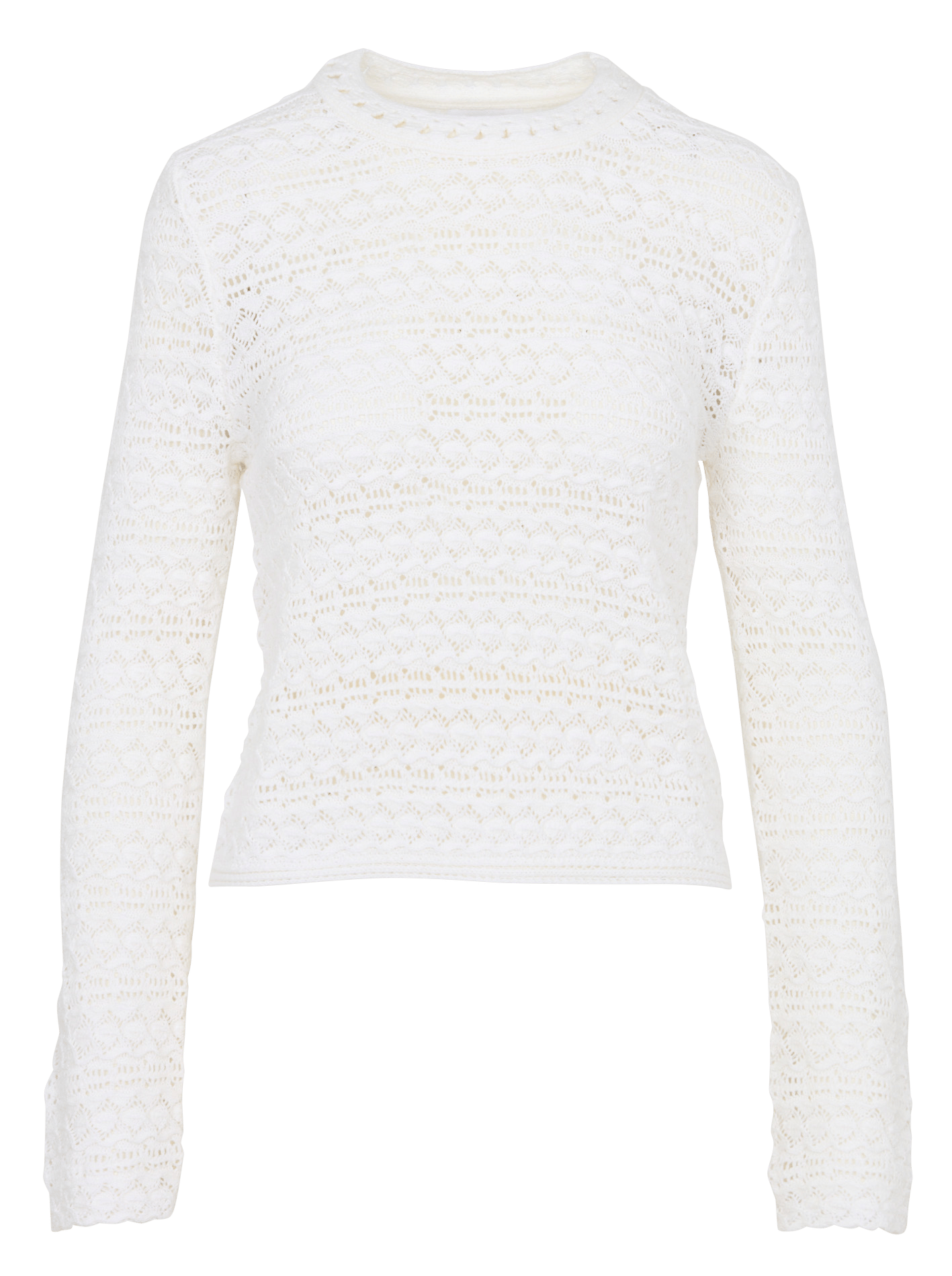 Straight knit sweater in fancy stitch KOOKAI White