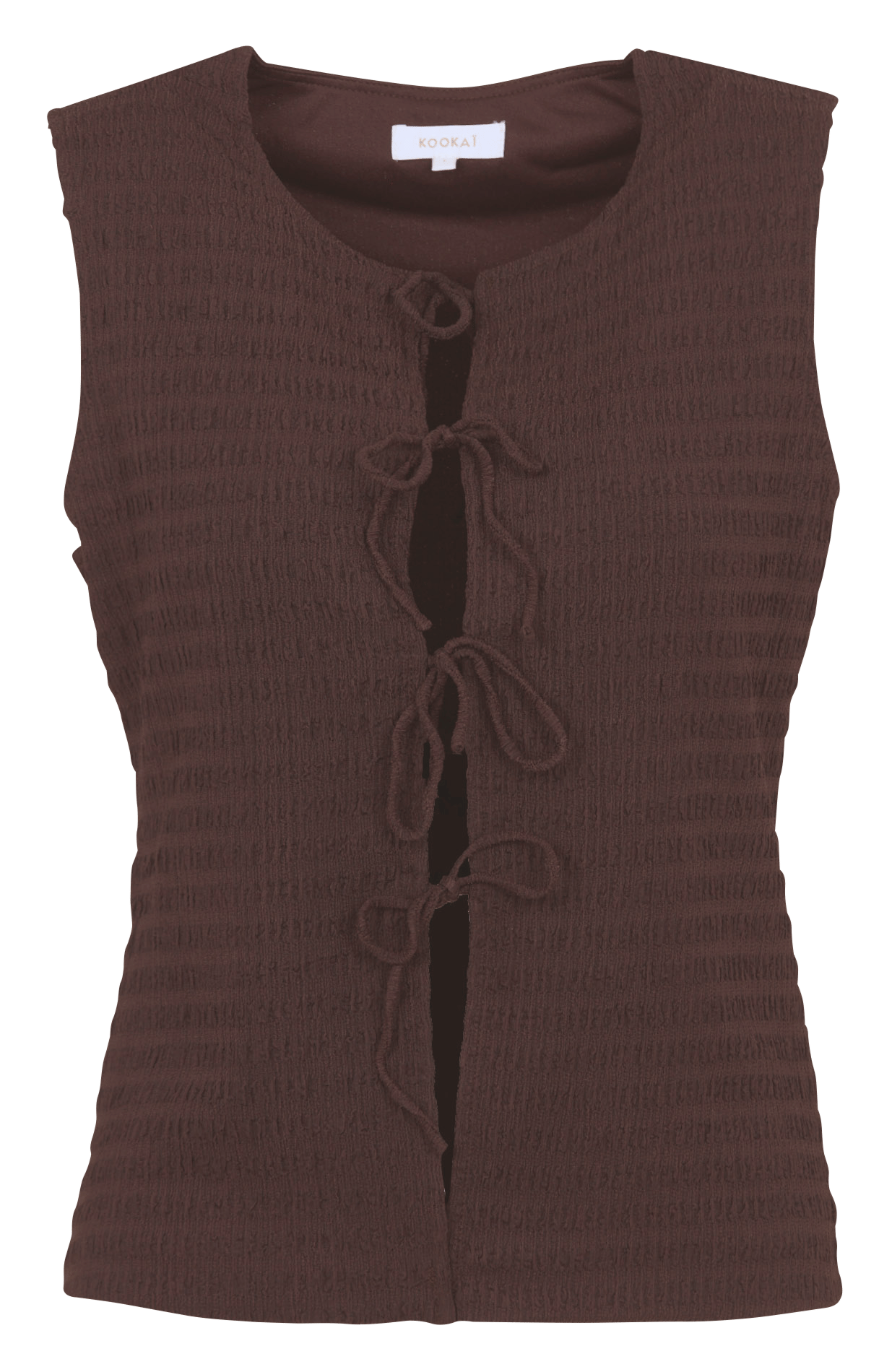 Gerade geschnittene, ärmellose Bluse aus Viskose-Mix KOOKAI Braun