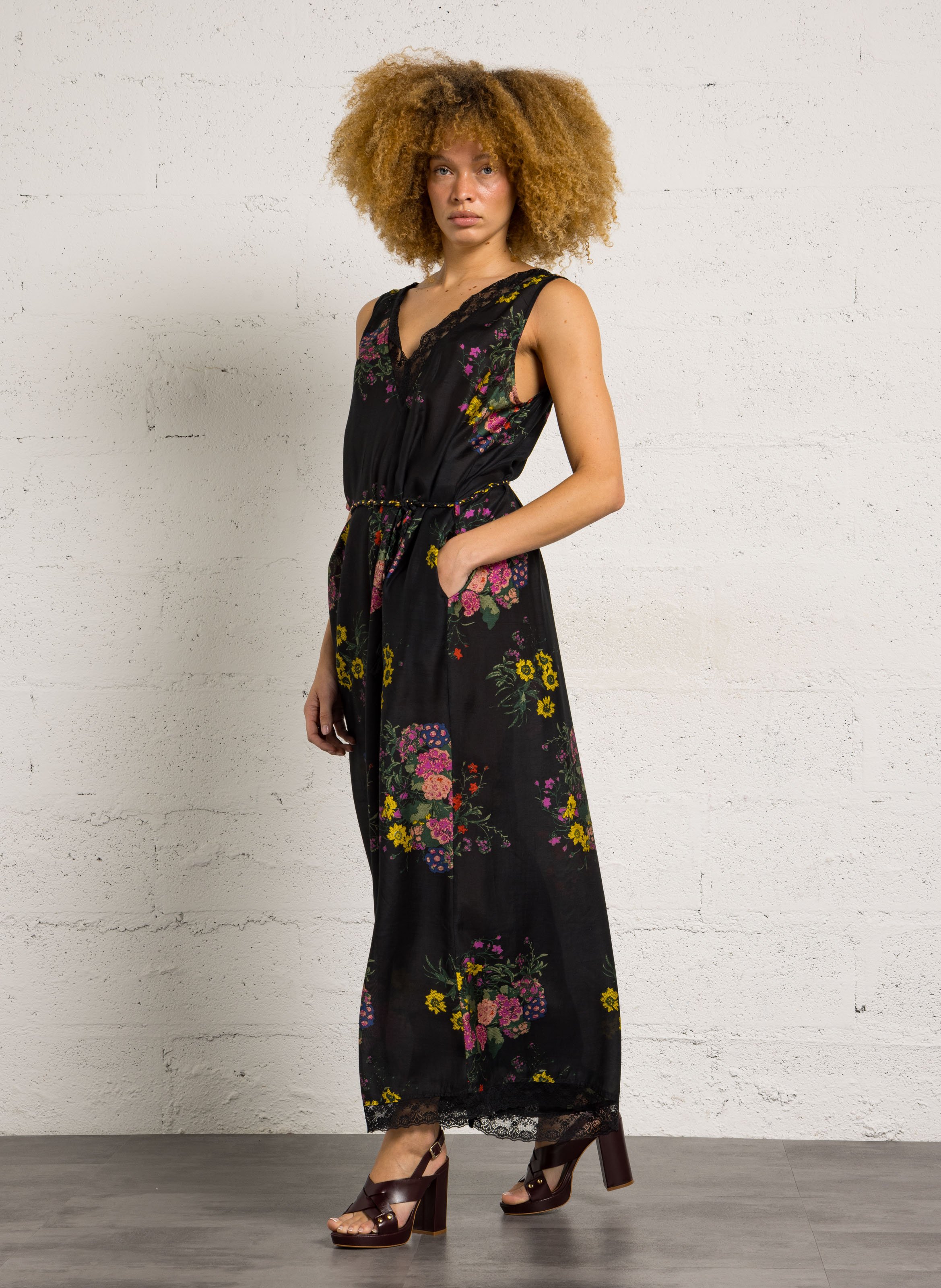 Oversized katoenen vest met haakwerk en transparante bewerkte stof MES DEMOISELLES Veelkleurig