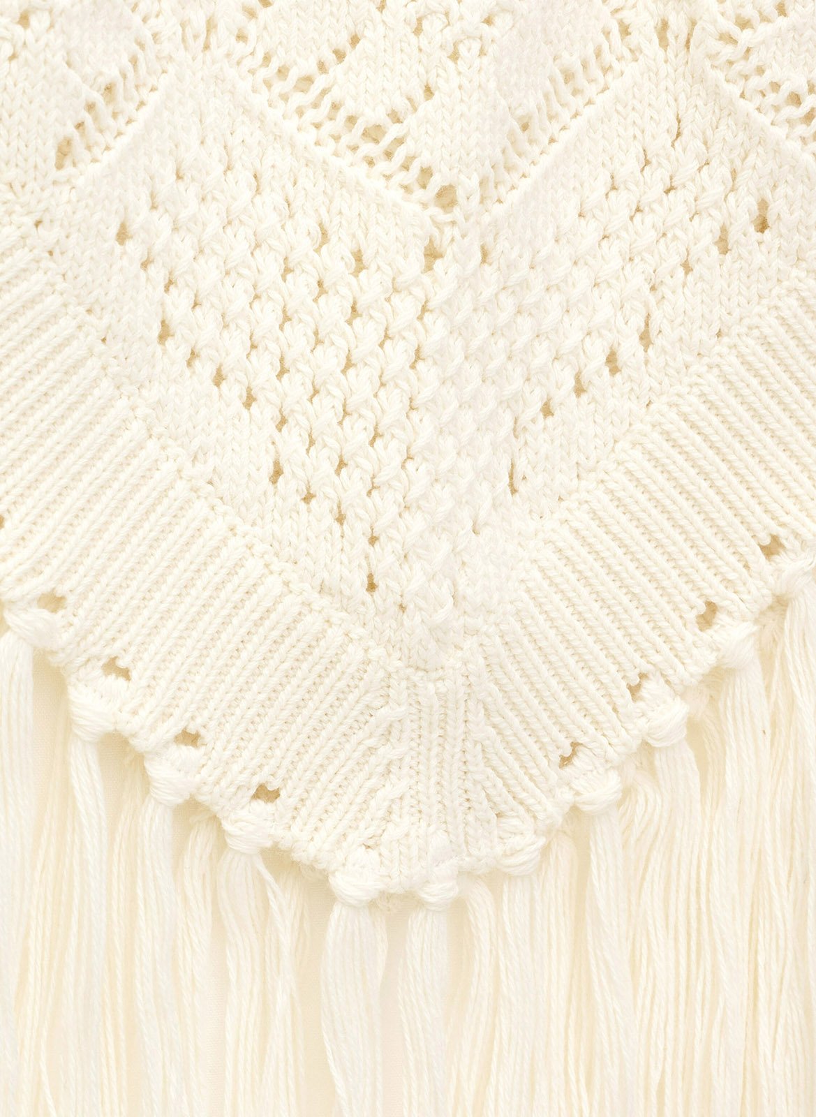 Poncho à franges en maille crochet BA&SH Beige