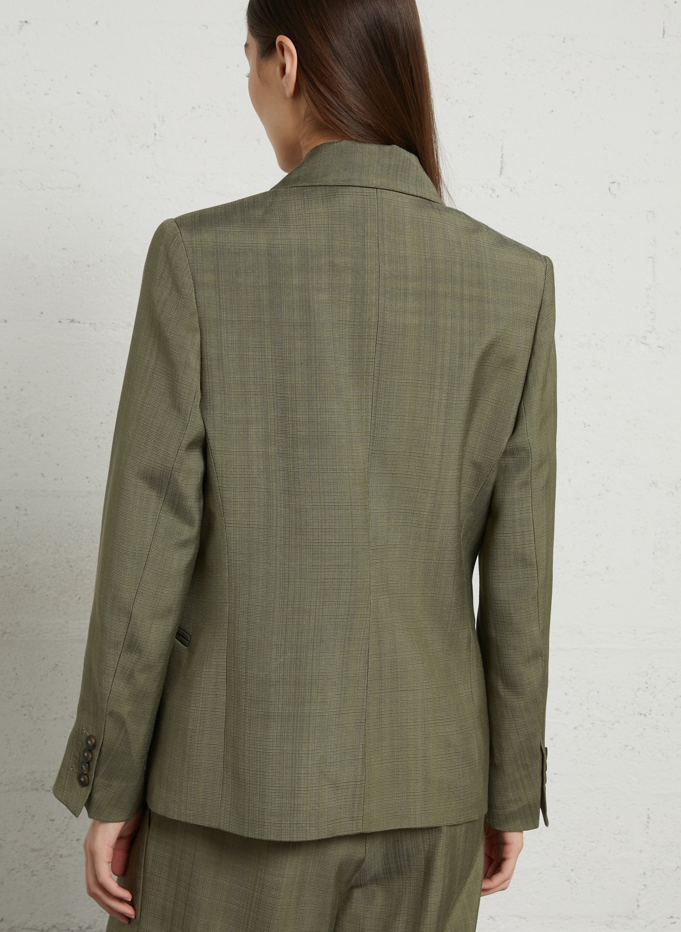 Long wool-blend trench coat with tailored collar MARGAUX LONNBERG Khaki