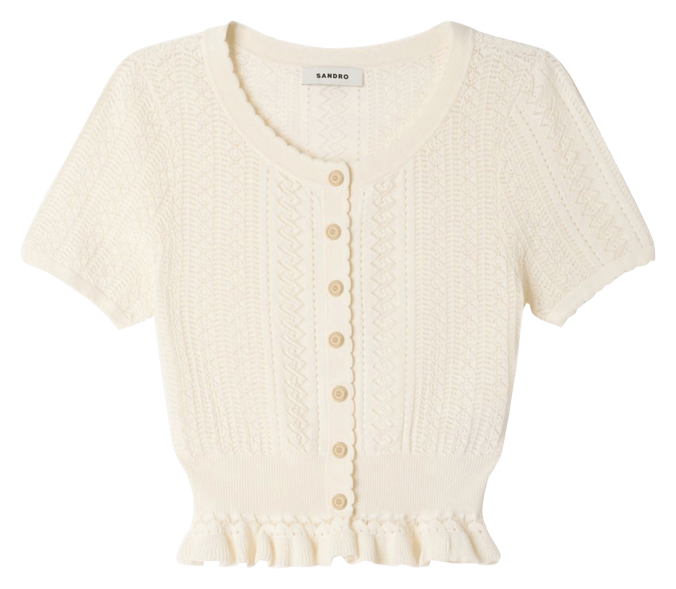 Slim-fit, gebreide top met ronde hals SANDRO Beige
