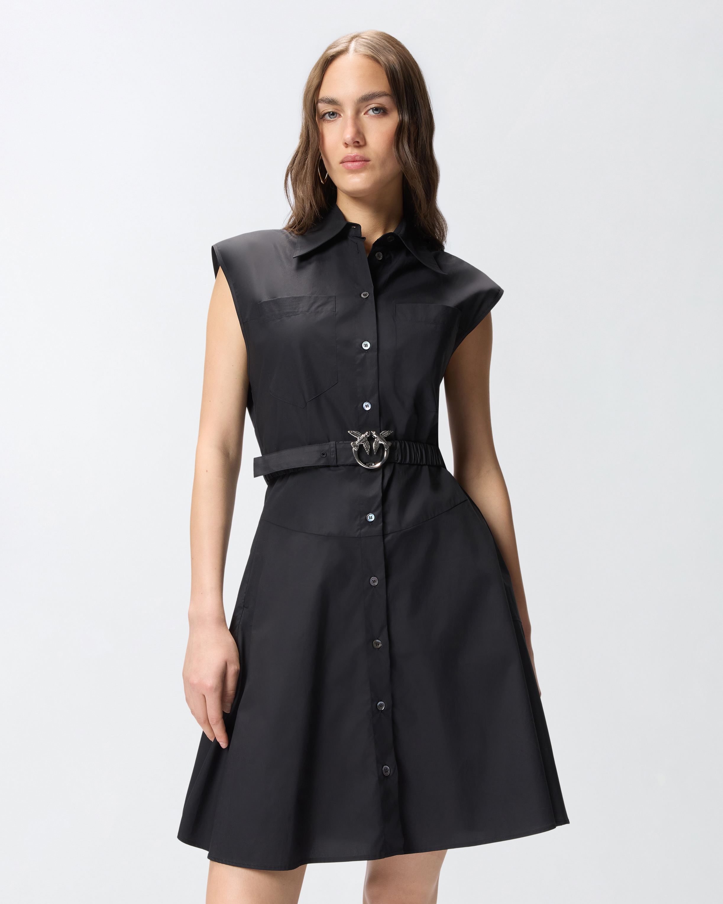 Robe chemise avec ceinture love birds PINKO Noir