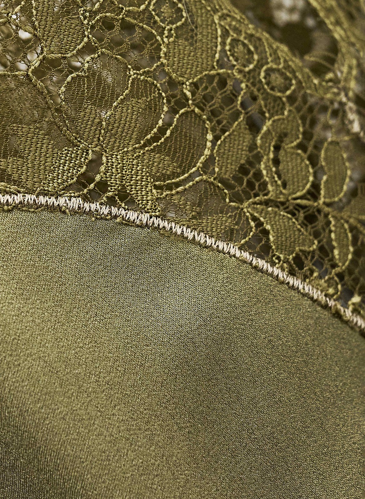 Top sans manches satin à dentelle BA&SH Kaki